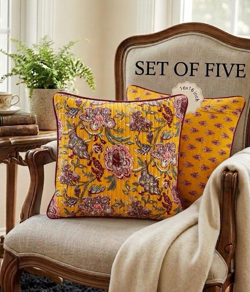 Cotton Printed Quilted Cushion Covers