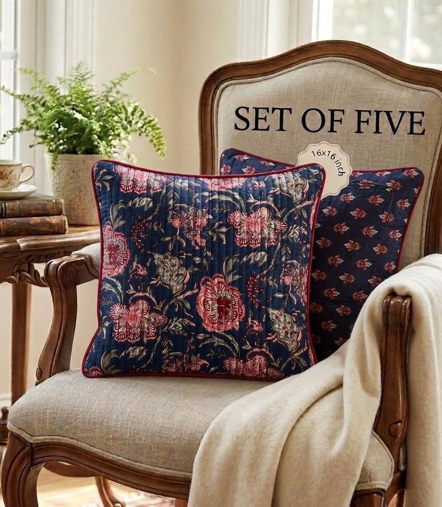 Cotton Printed Quilted Cushion Covers