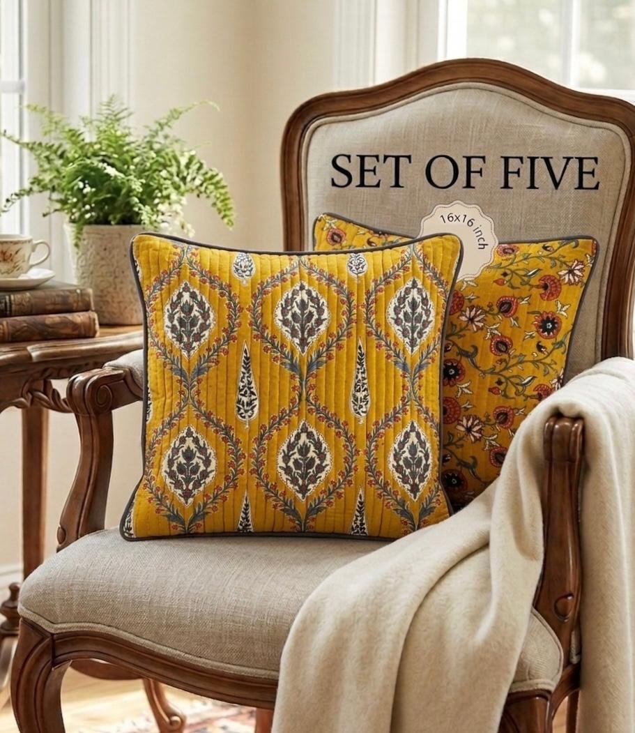 Cotton Printed Quilted Cushion Covers