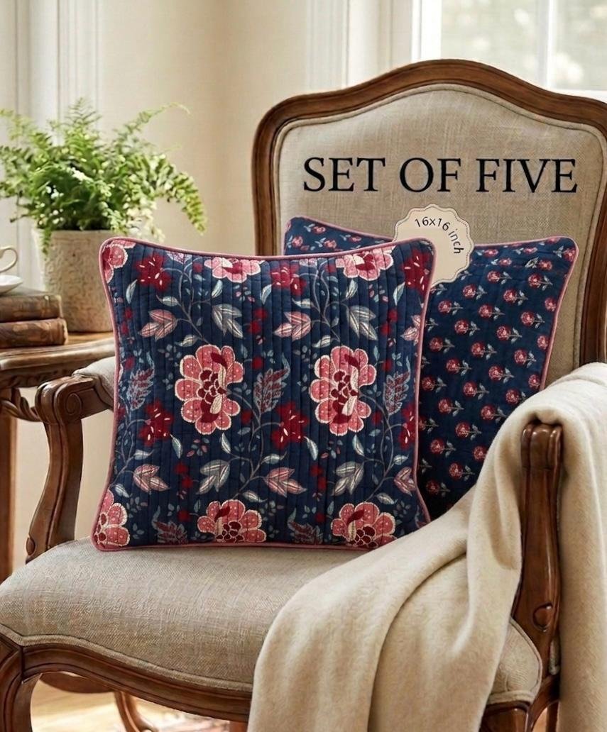 Cotton Printed Quilted Cushion Covers