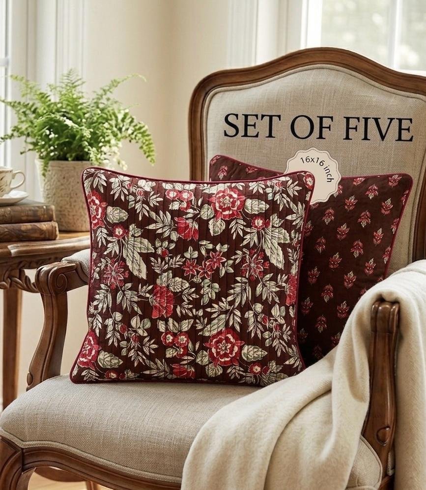Cotton Printed Quilted Cushion Covers