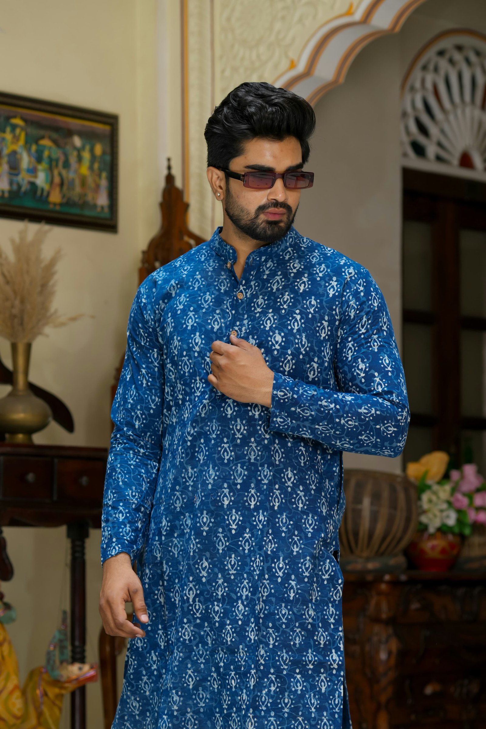Cotton Printed Men Long Kurta