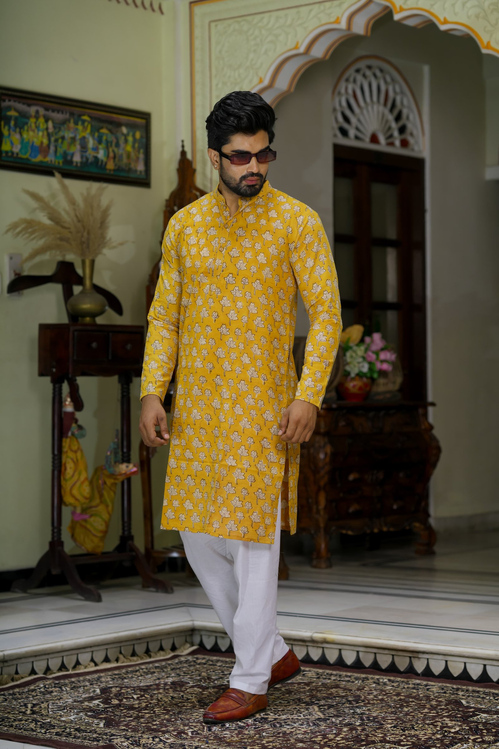 Cotton Printed Men Long Kurta