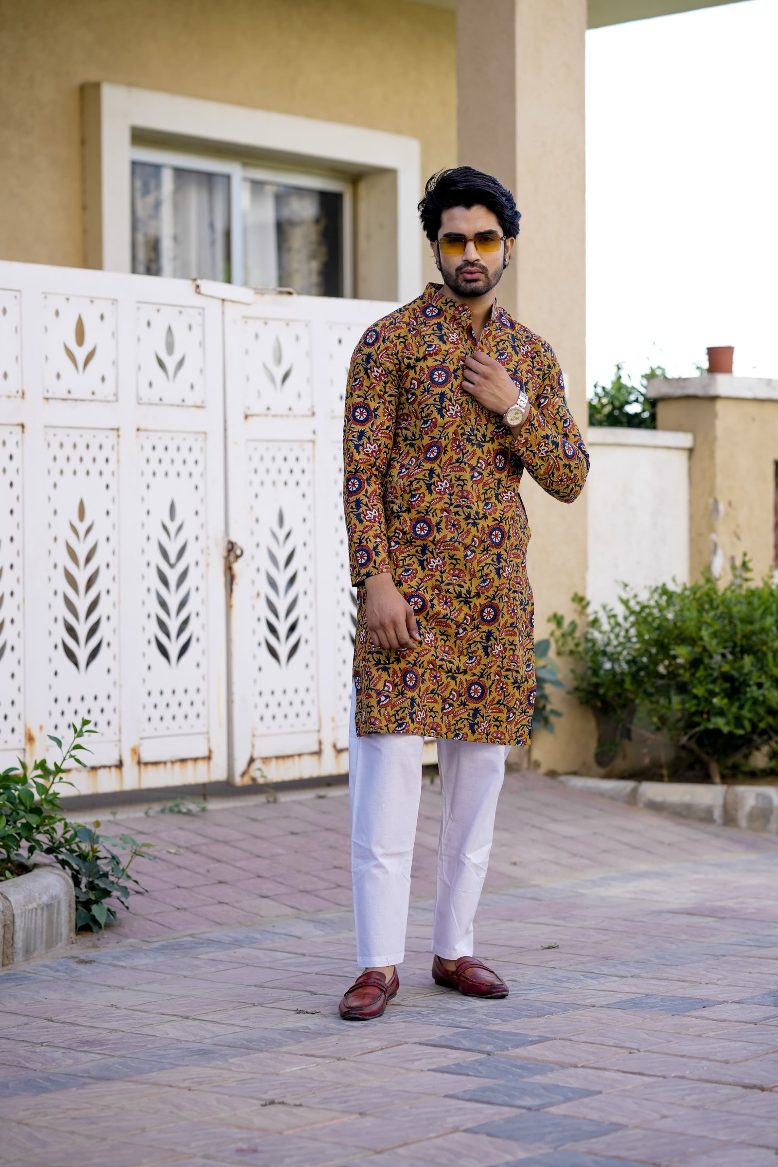 Cotton Printed Men Long Kurta