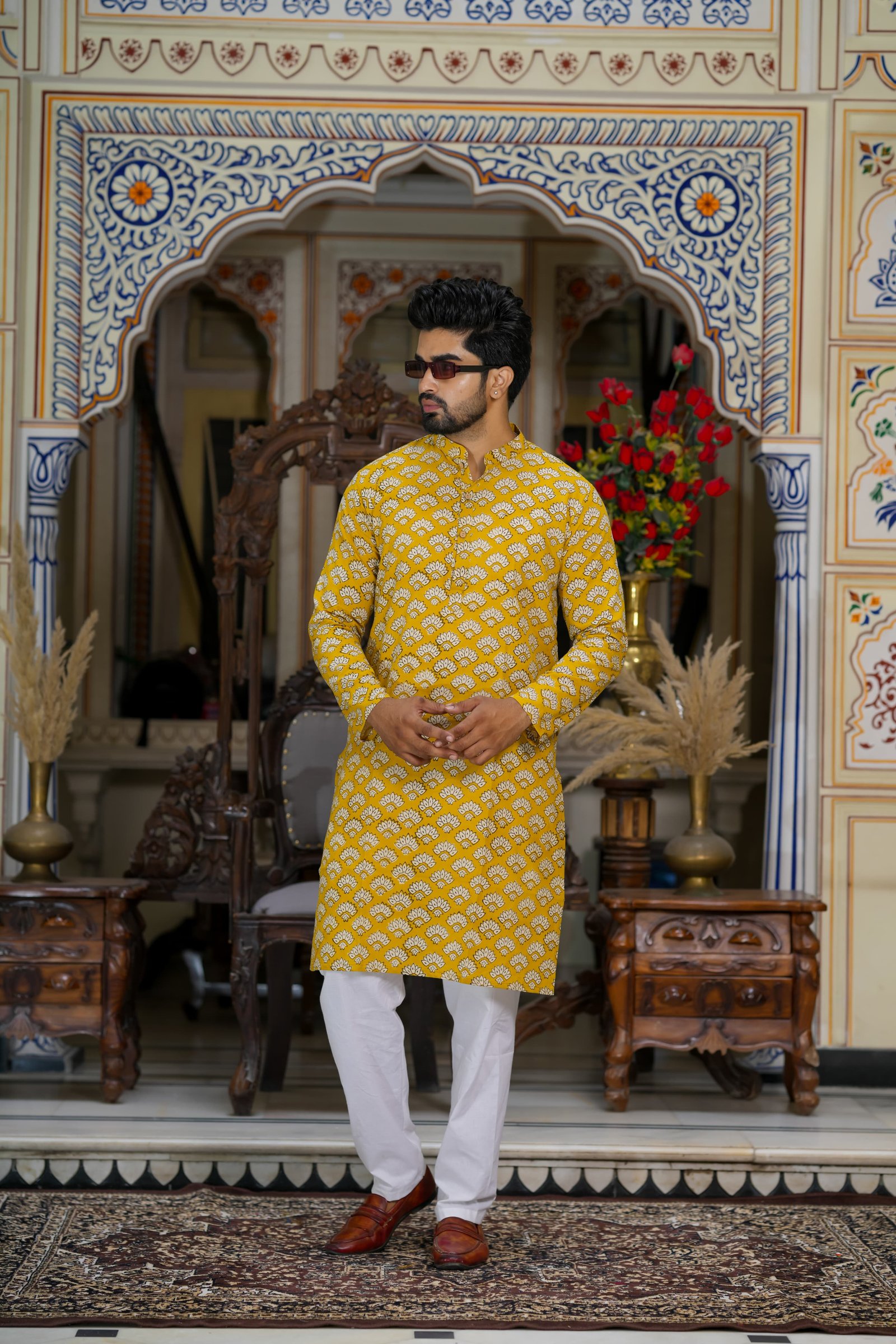 Cotton Printed Men Long Kurta