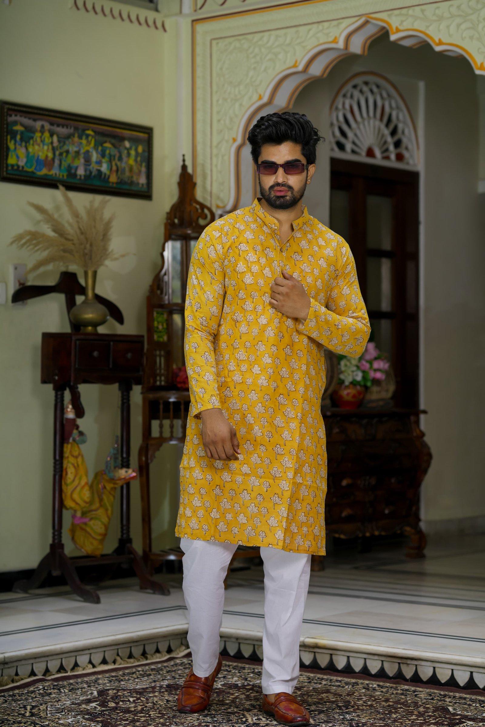 Cotton Printed Men Long Kurta