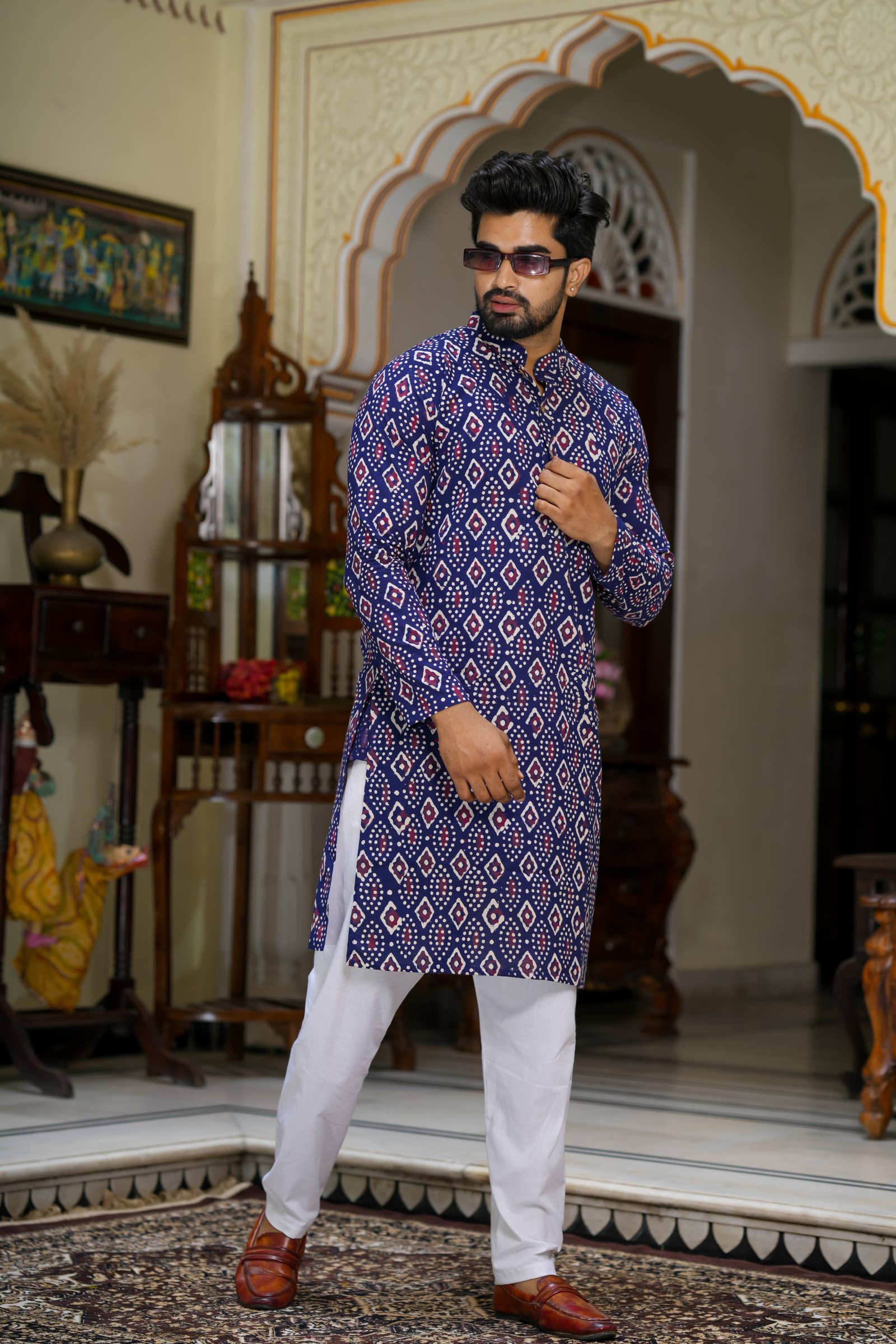 Cotton Printed Men Long Kurta