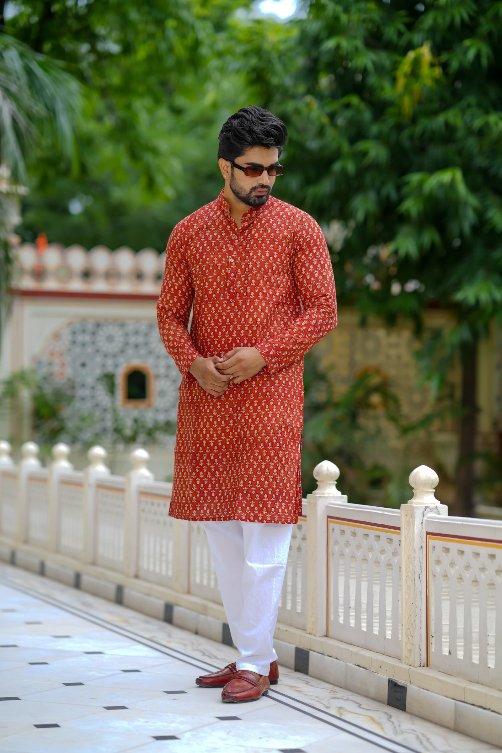 Cotton Printed Men Long Kurta