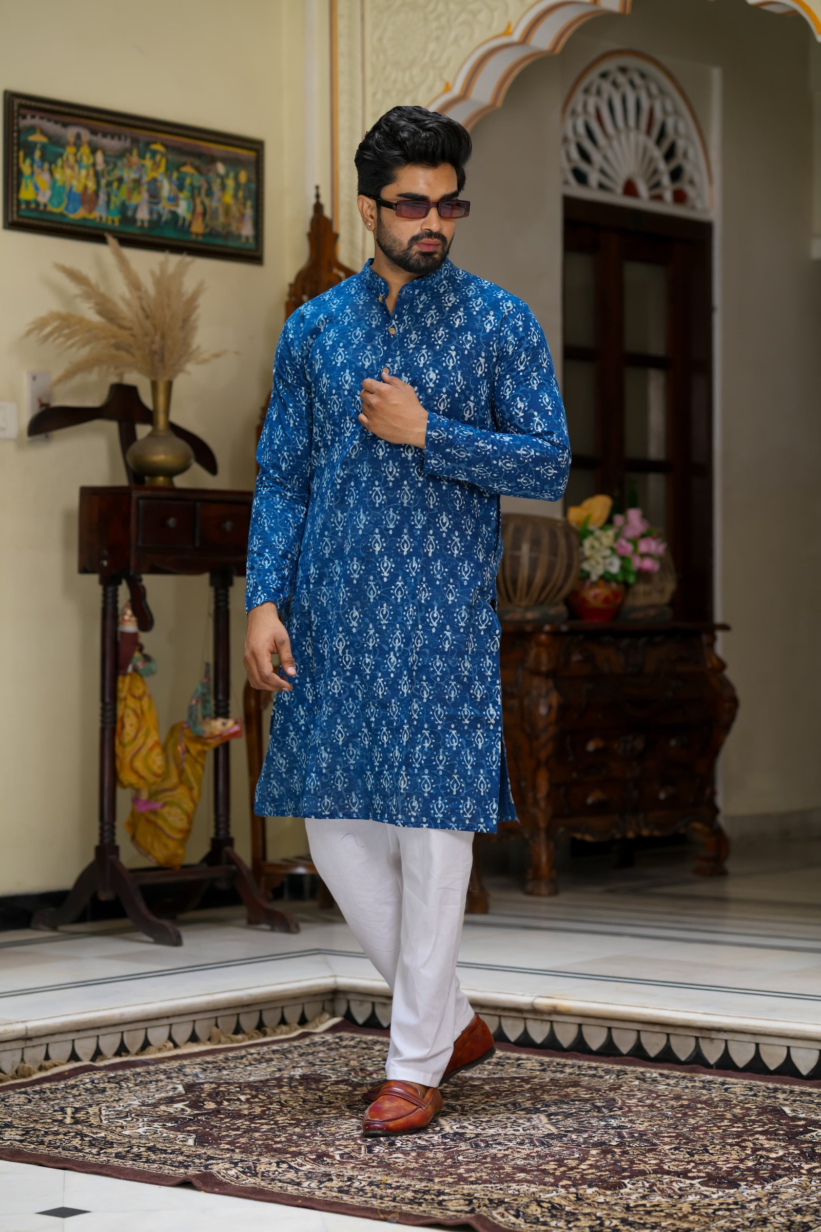 Cotton Printed Men Long Kurta