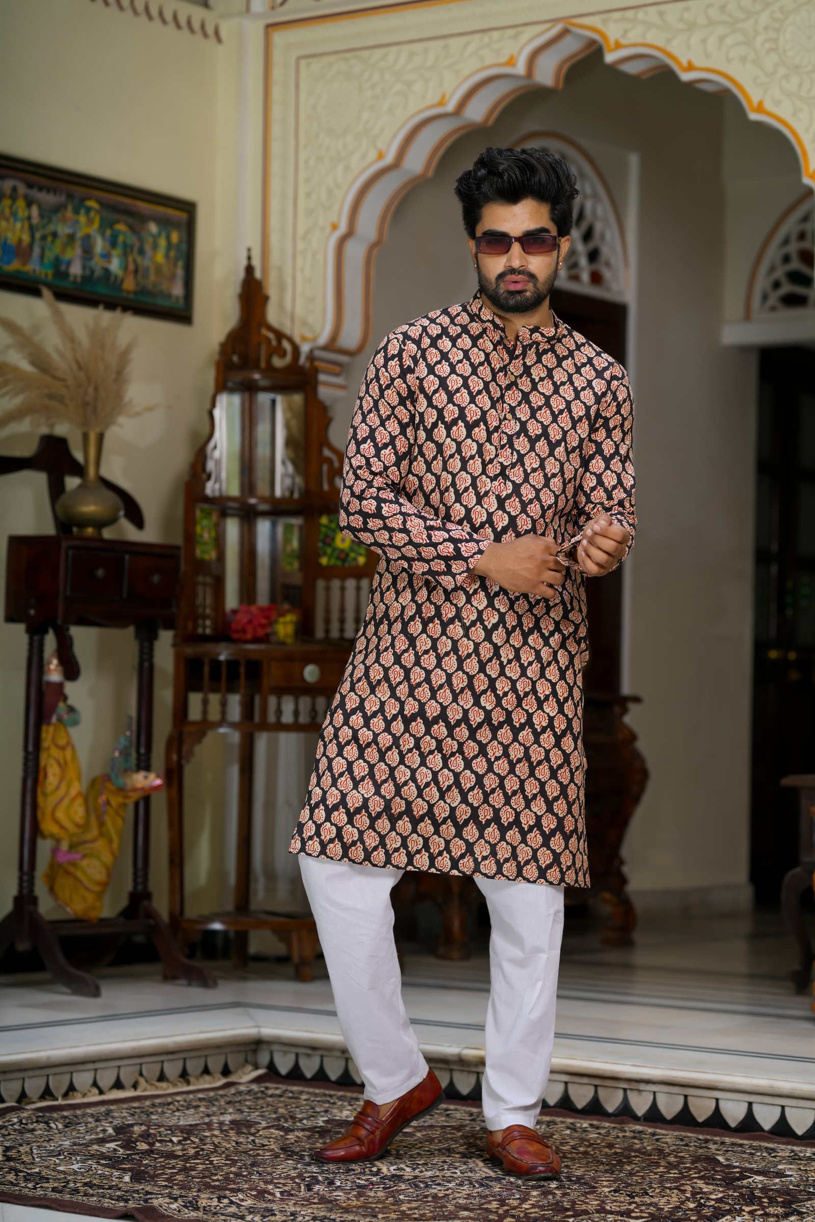 Cotton Printed Men Long Kurta
