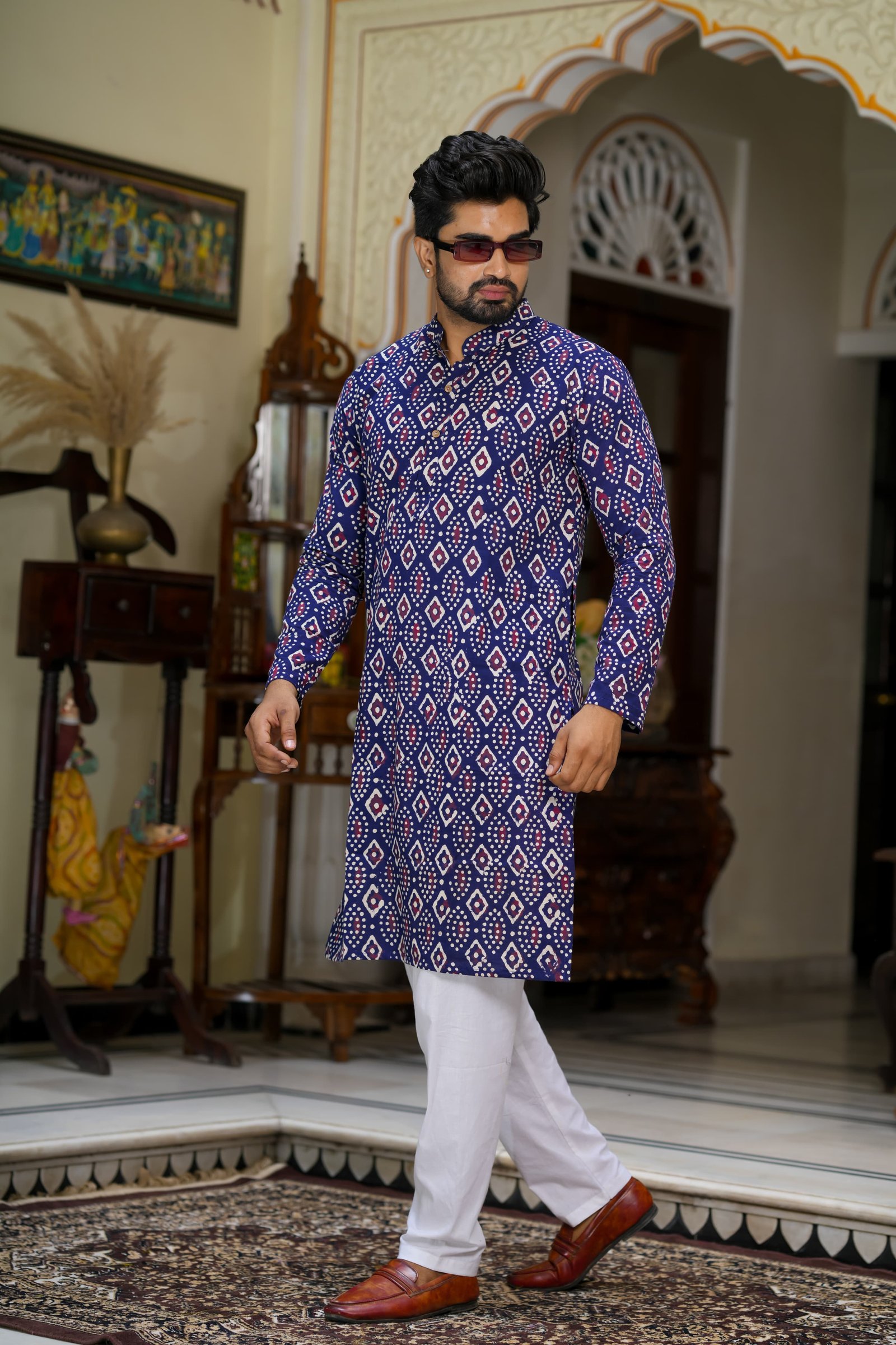 Cotton Printed Men Long Kurta