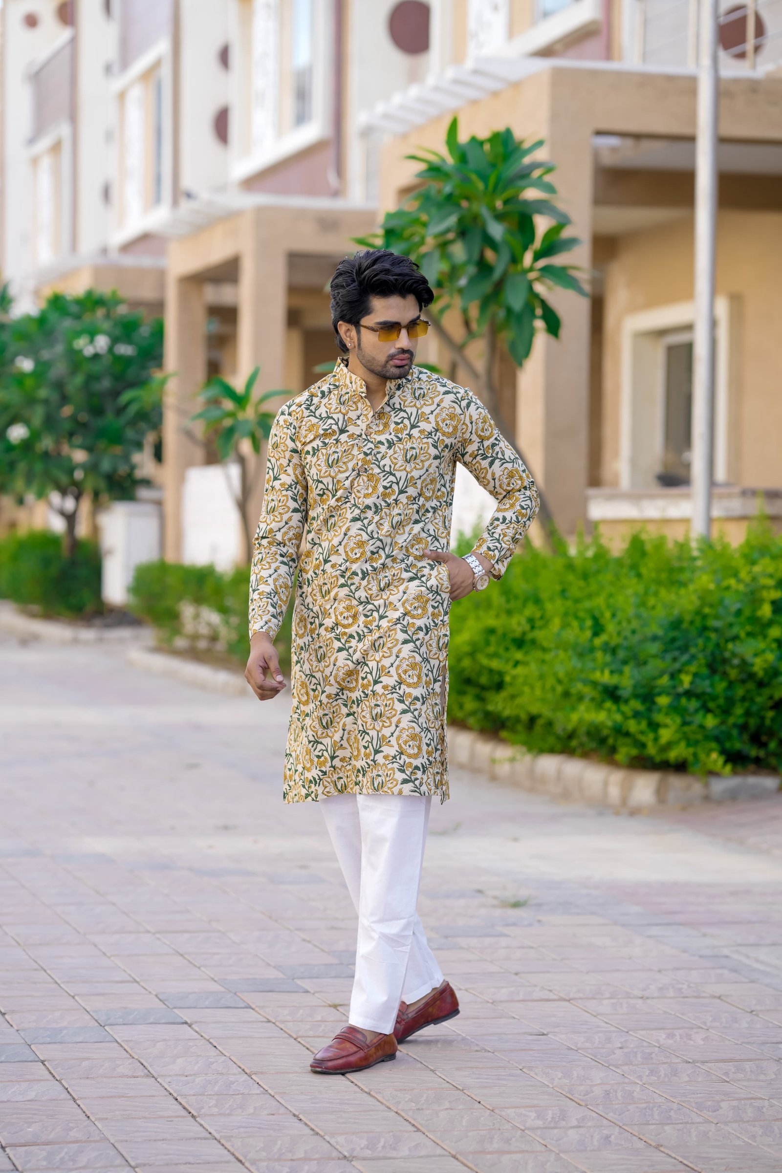 Cotton Printed Men Long Kurta