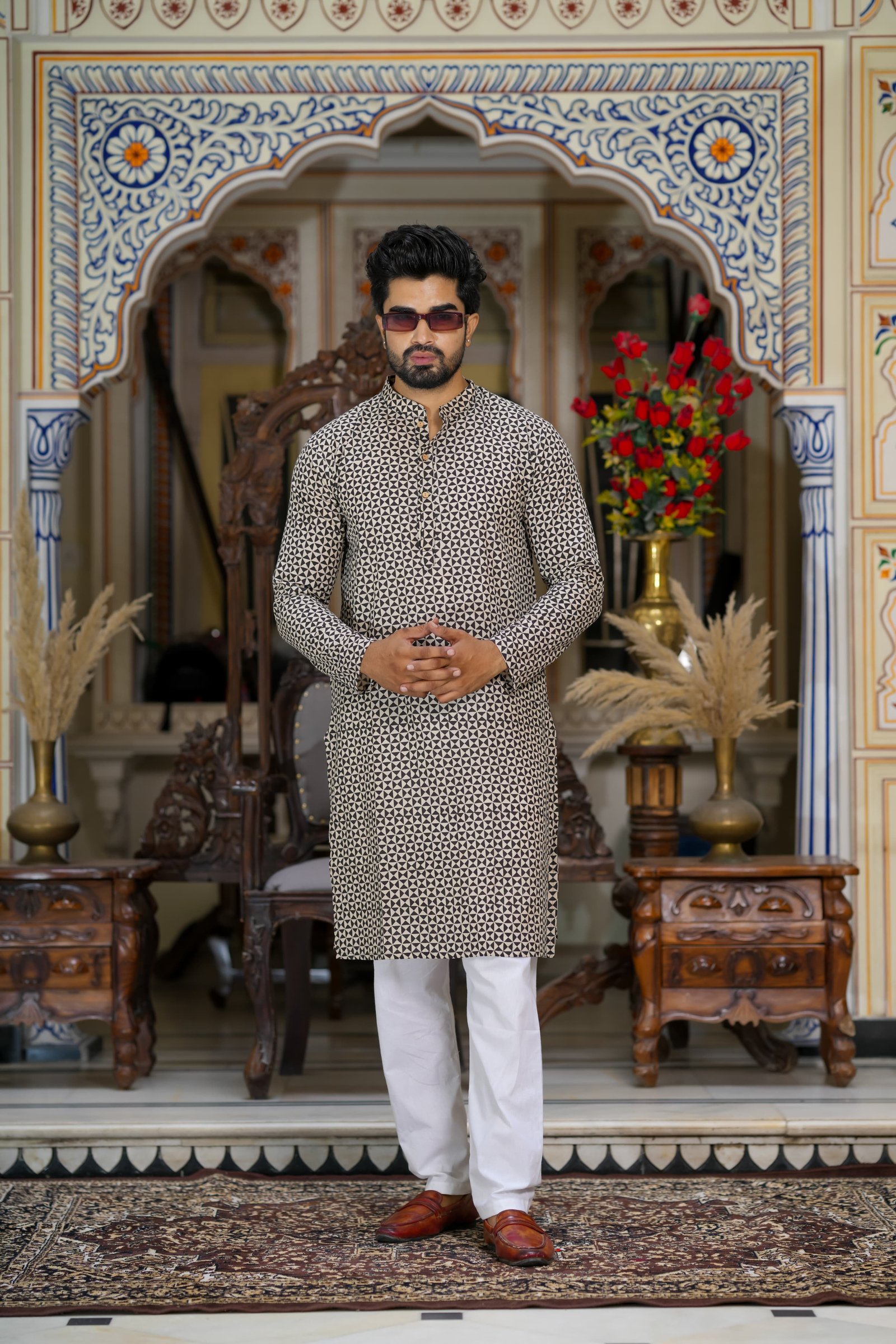 Cotton Printed Men Long Kurta