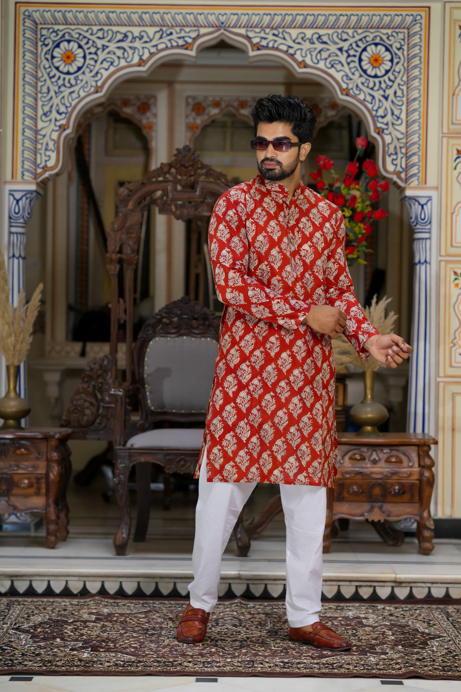 Cotton Printed Men Long Kurta