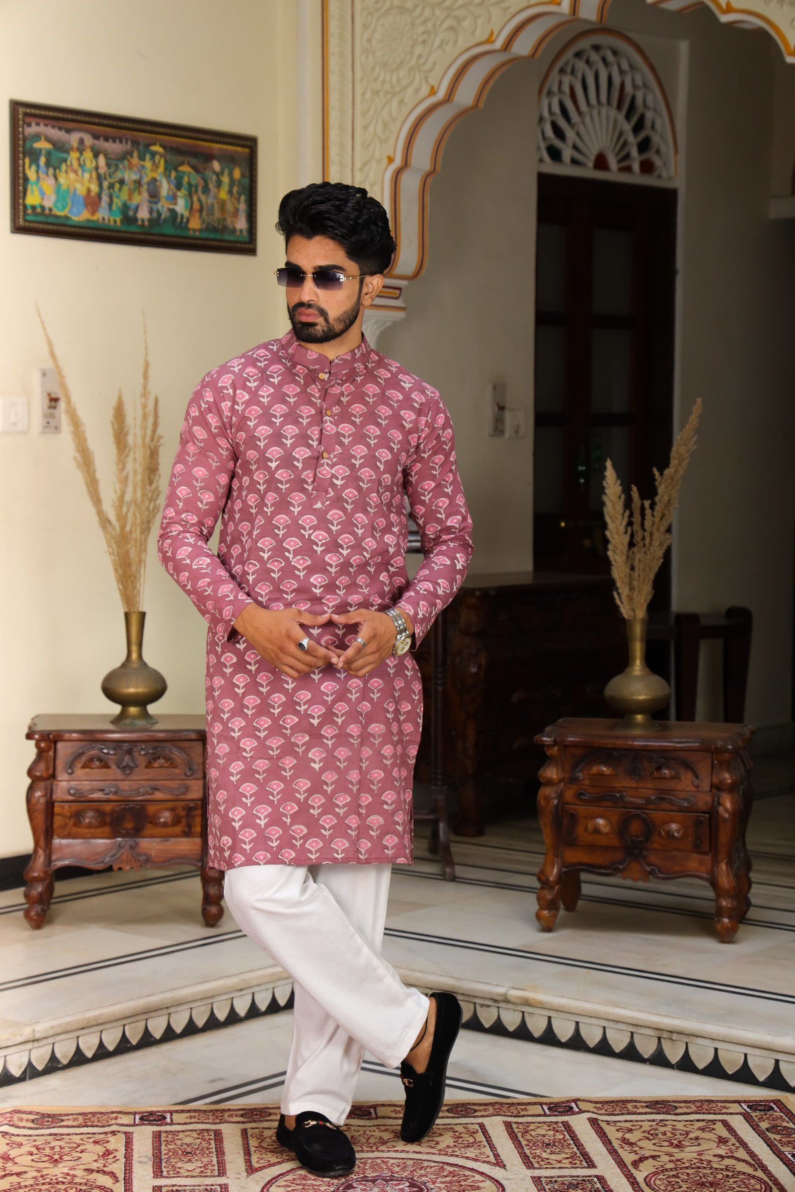 Cotton Printed Men Long Kurta