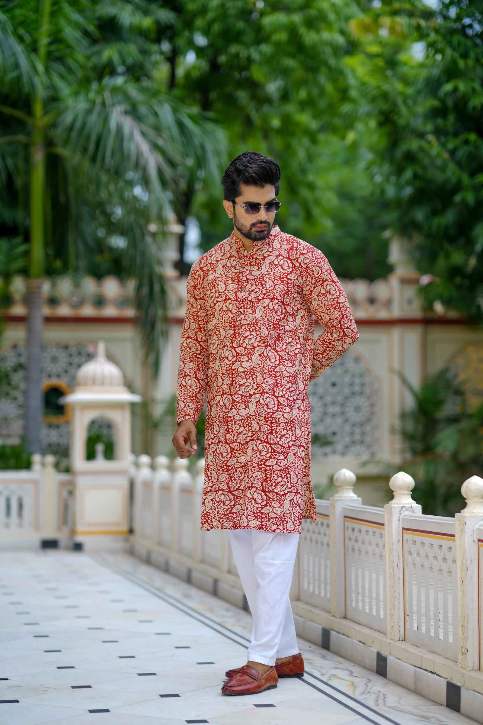 Cotton Printed Men Long Kurta