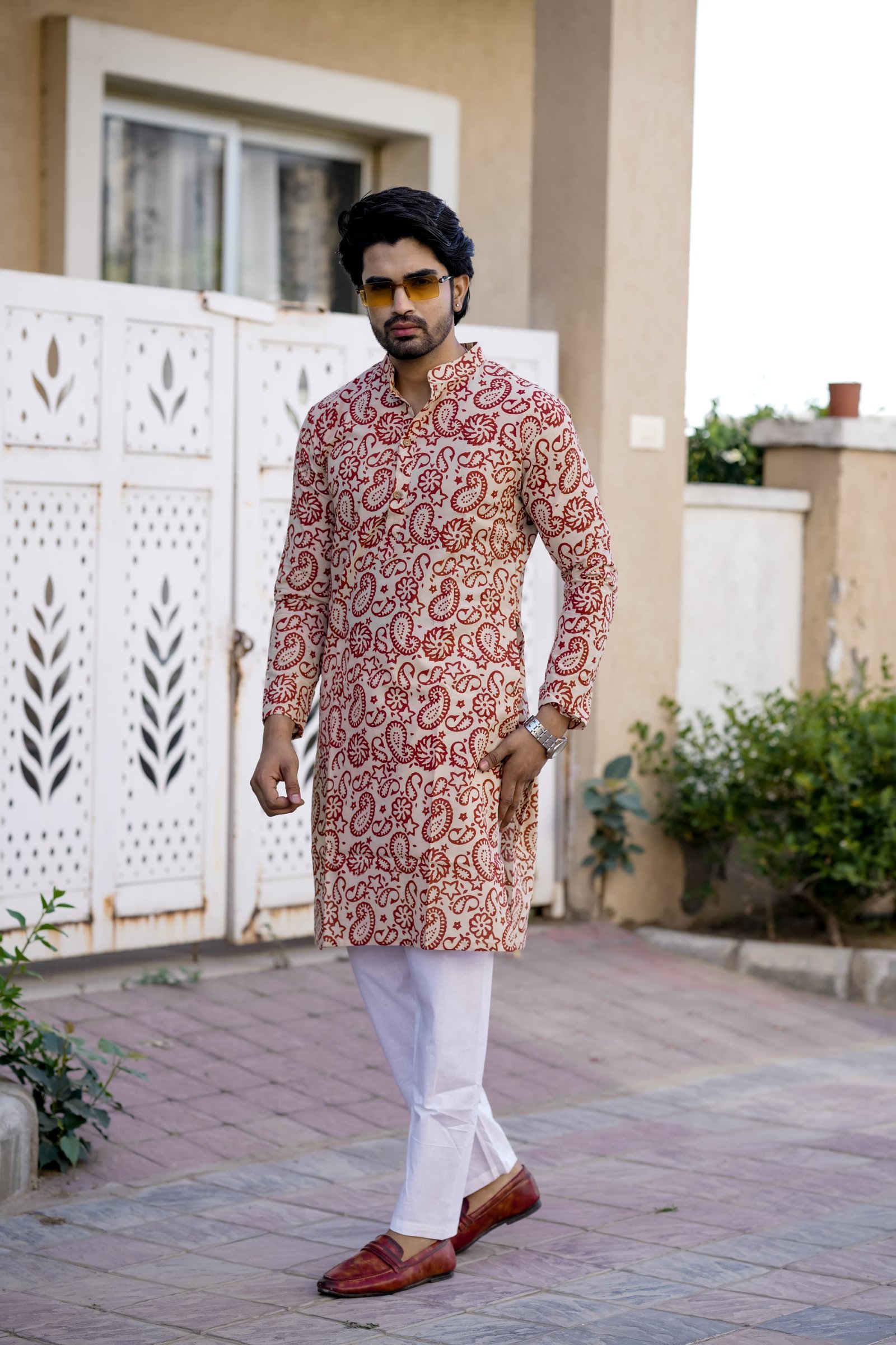 Cotton Printed Men Long Kurta