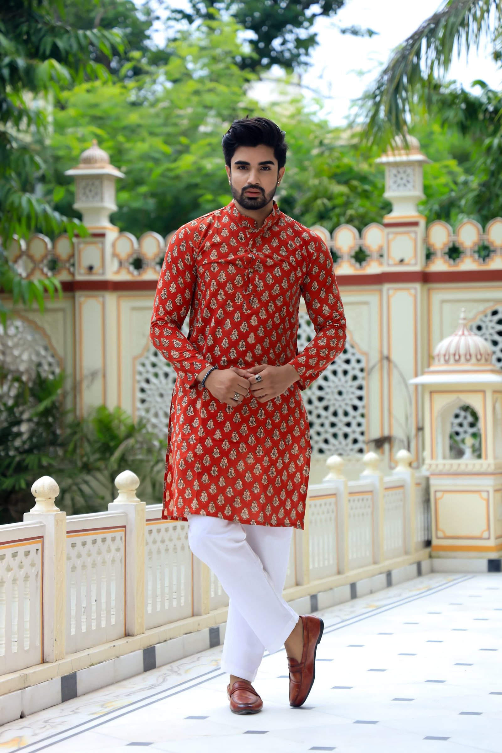 Cotton Printed Men Long Kurta