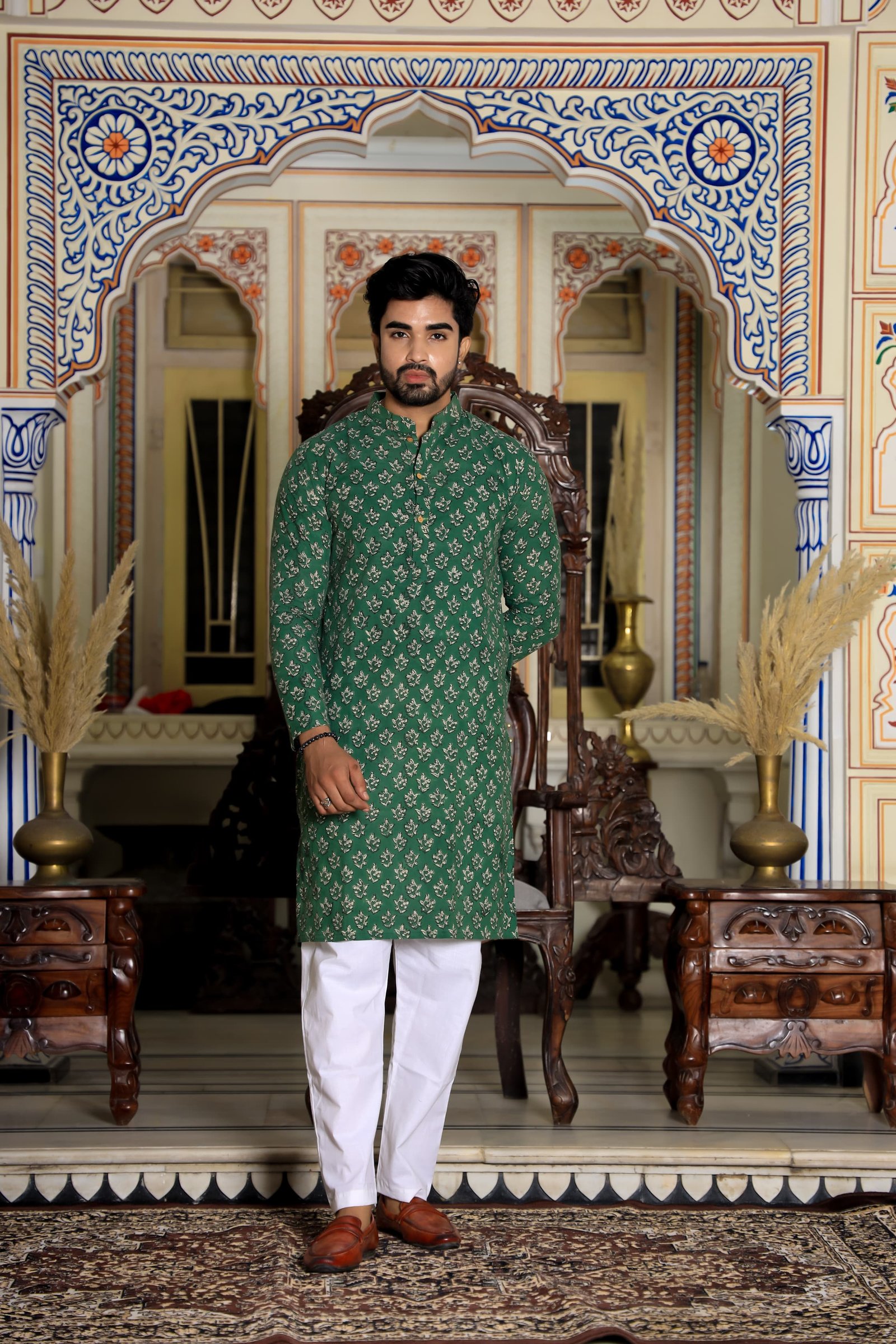 Cotton Printed Men Long Kurta