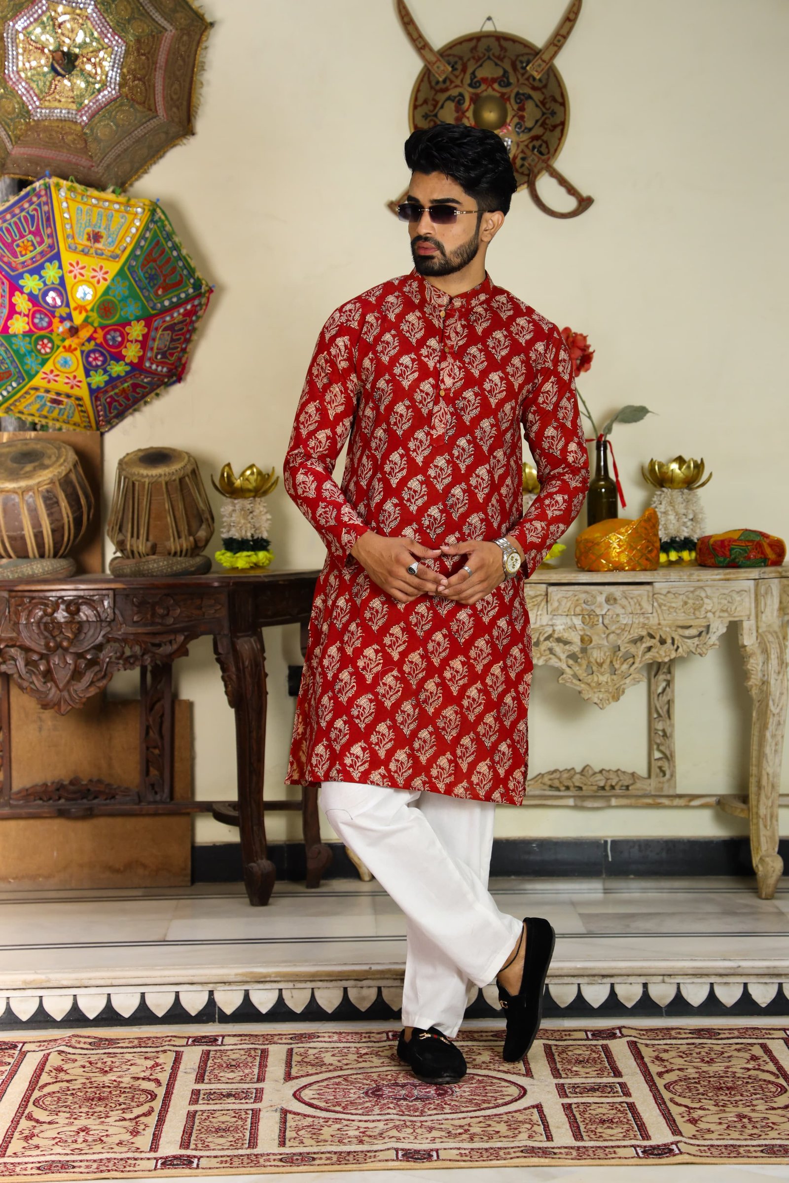 Cotton Printed Men Long Kurta
