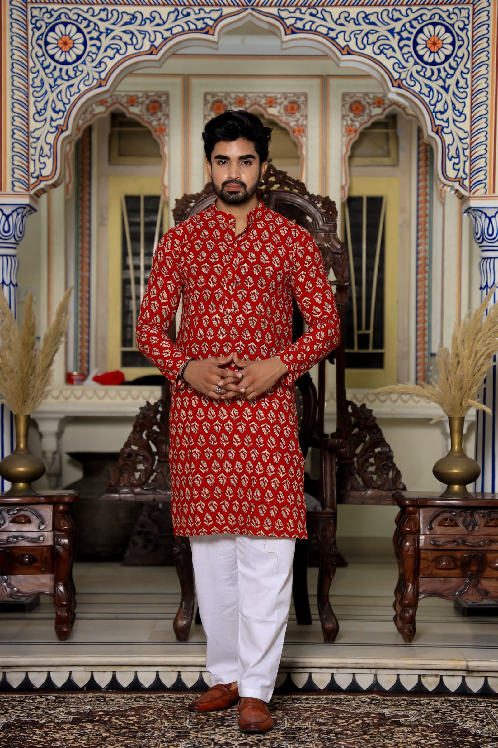 Cotton Printed Men Long Kurta