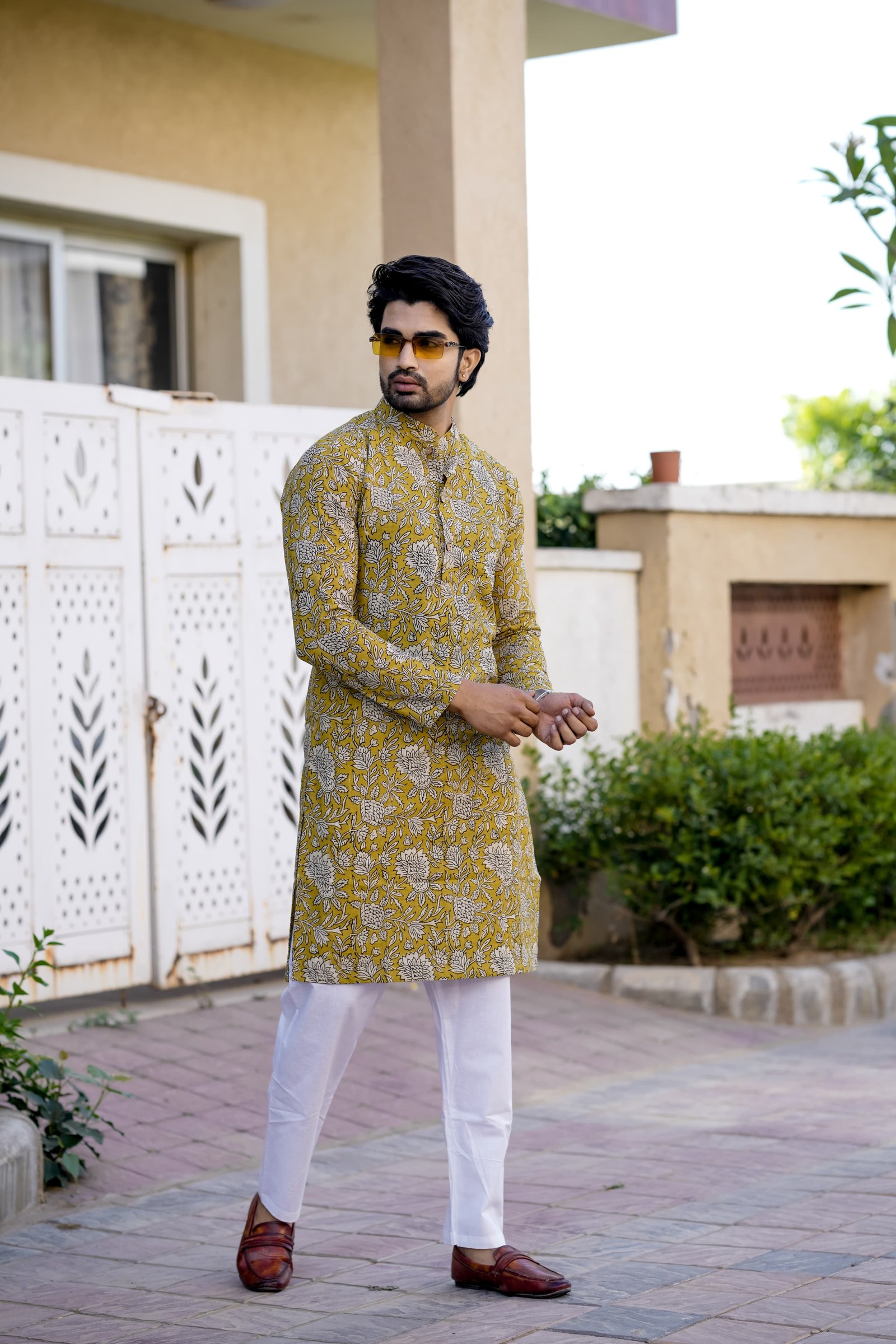 Cotton Printed Men Long Kurta