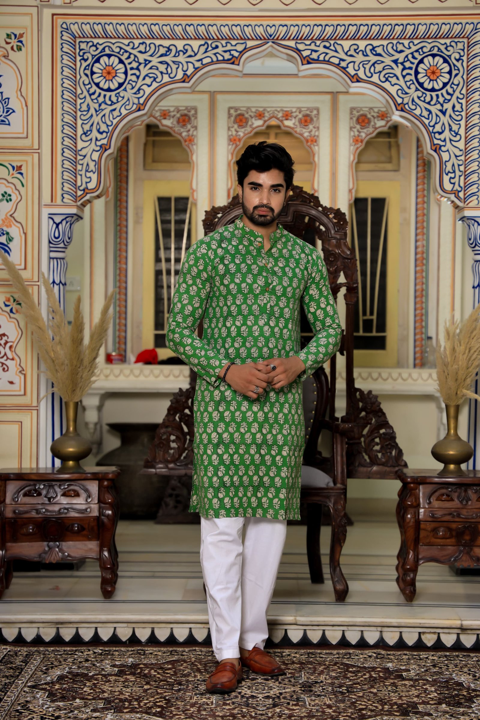 Cotton Printed Men Long Kurta