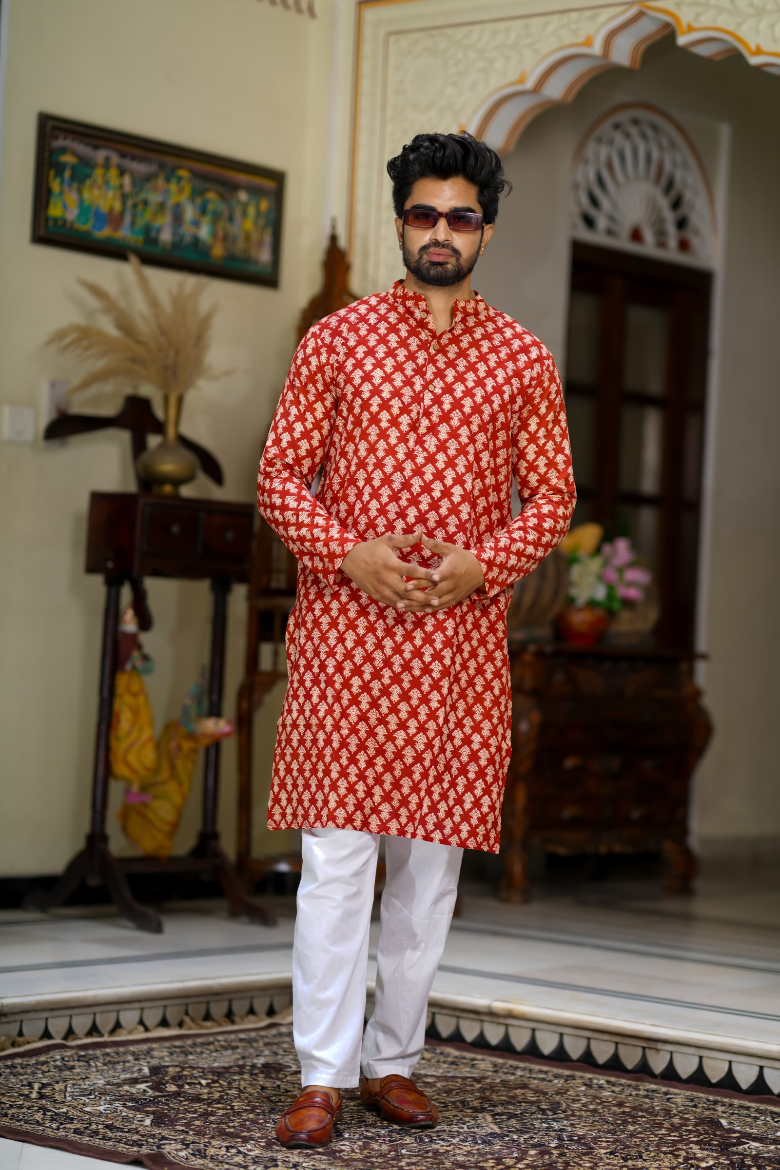 Cotton Printed Men Long Kurta
