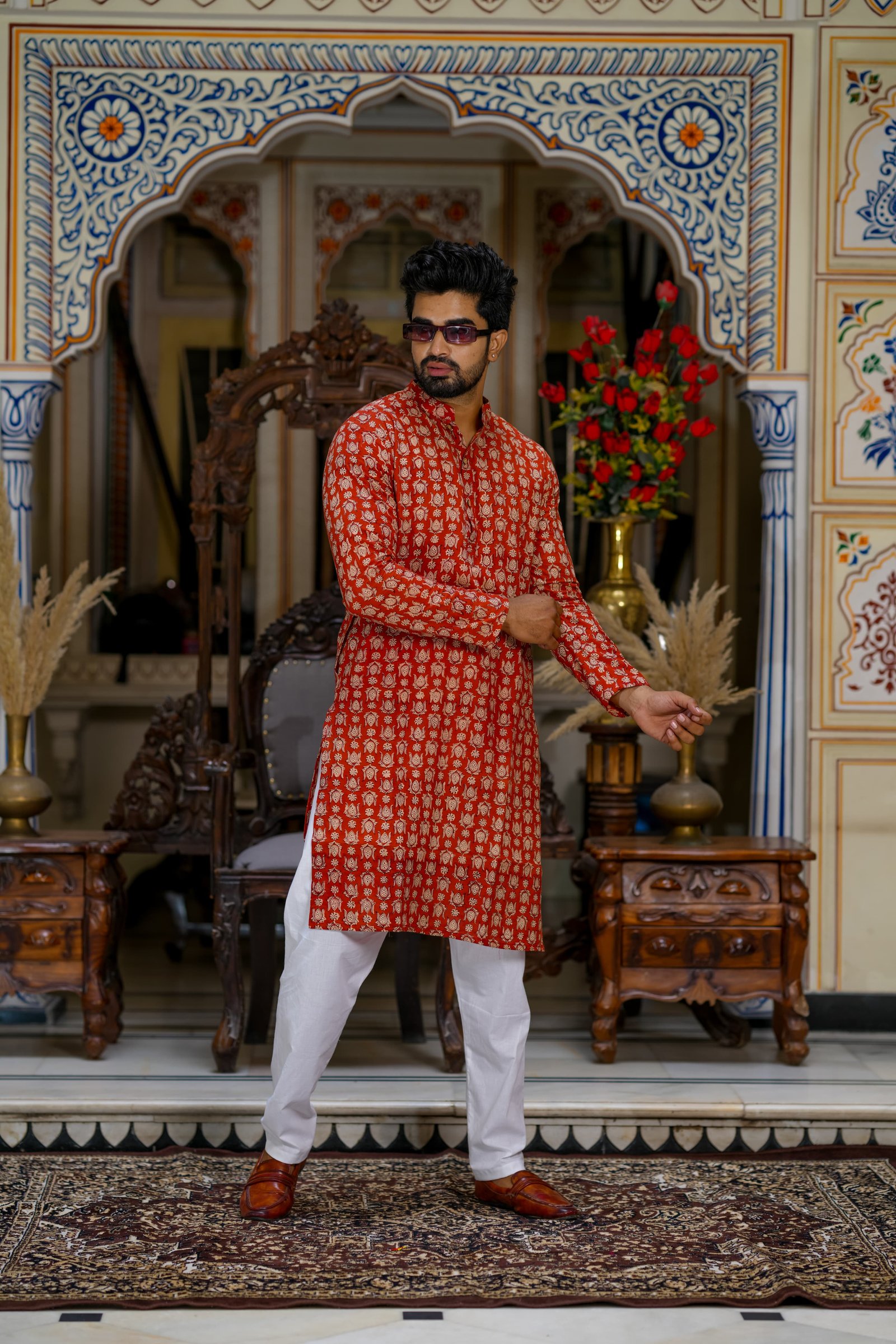 Cotton Printed Men Long Kurta