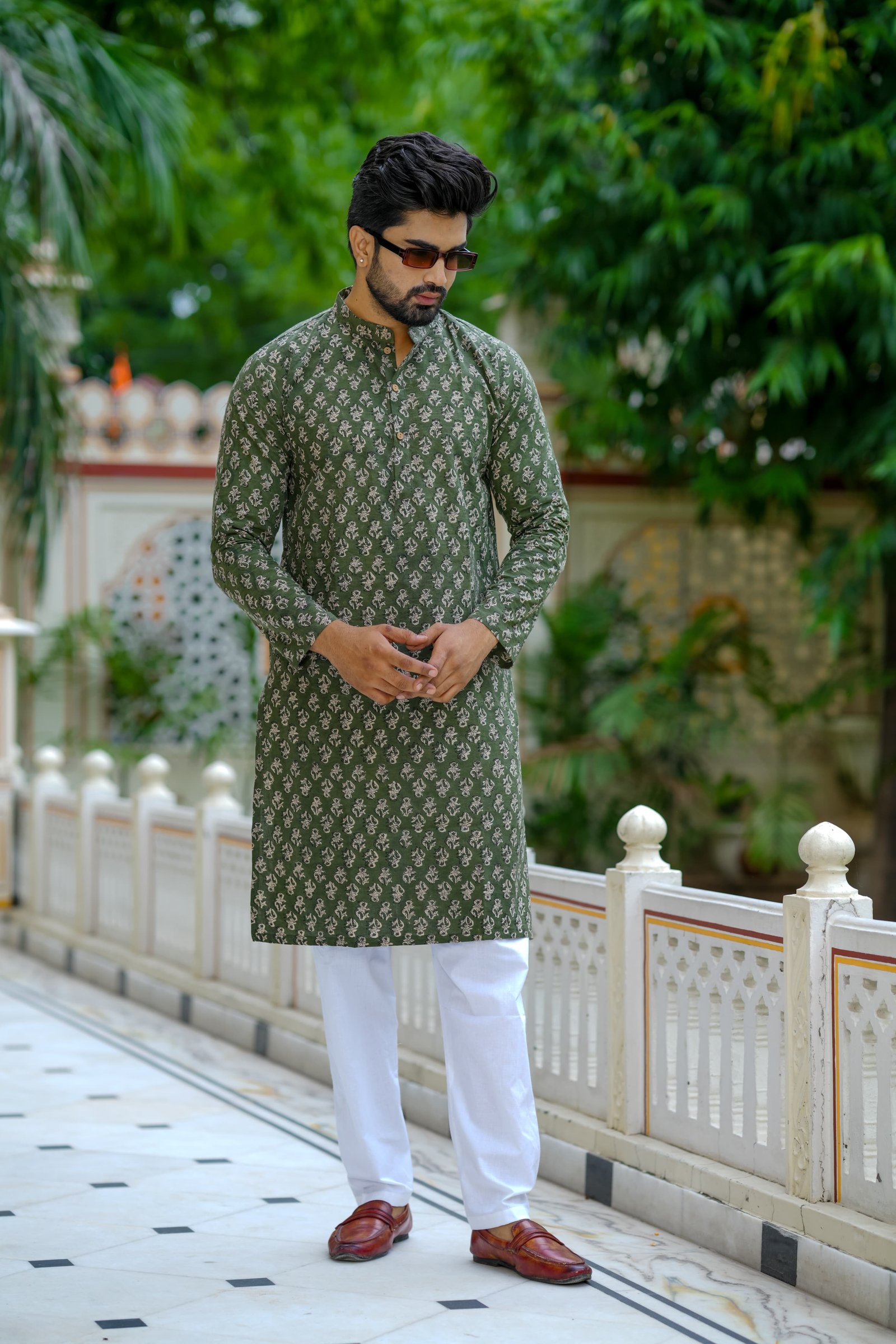 Cotton Printed Men Long Kurta