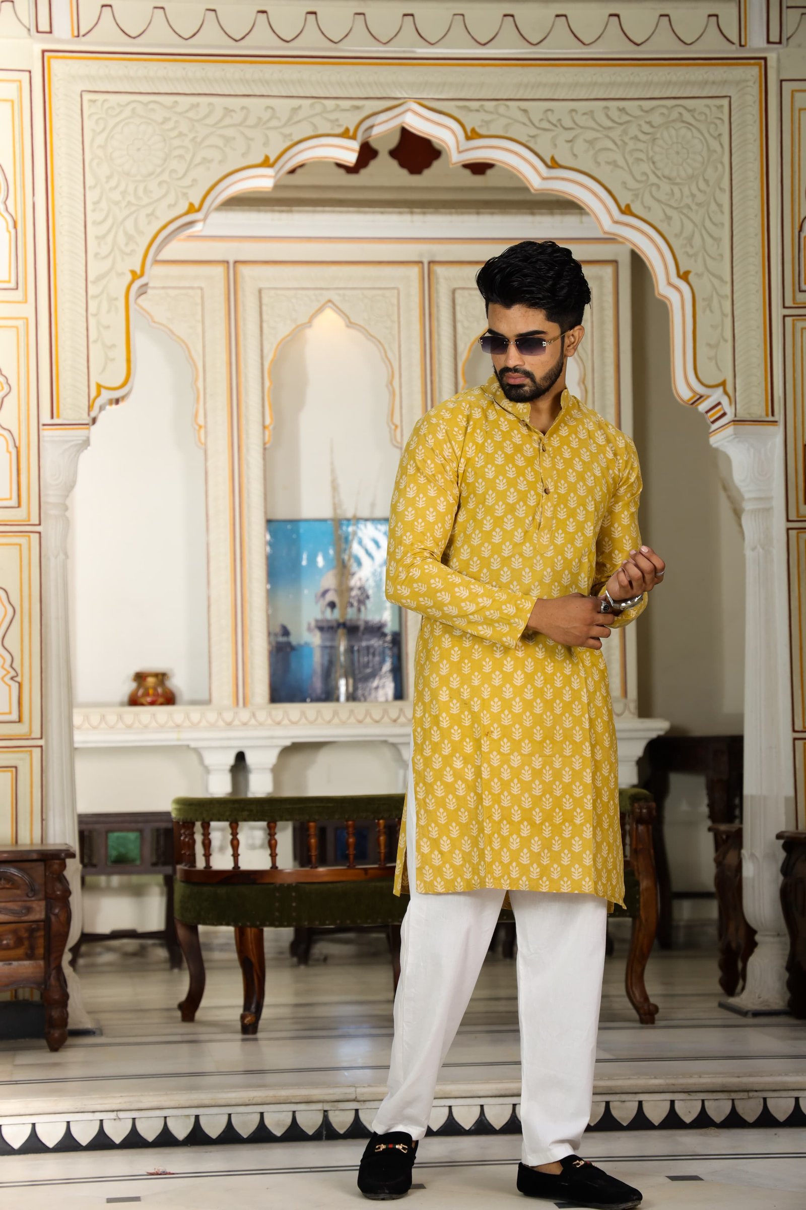 Cotton Printed Men Long Kurta