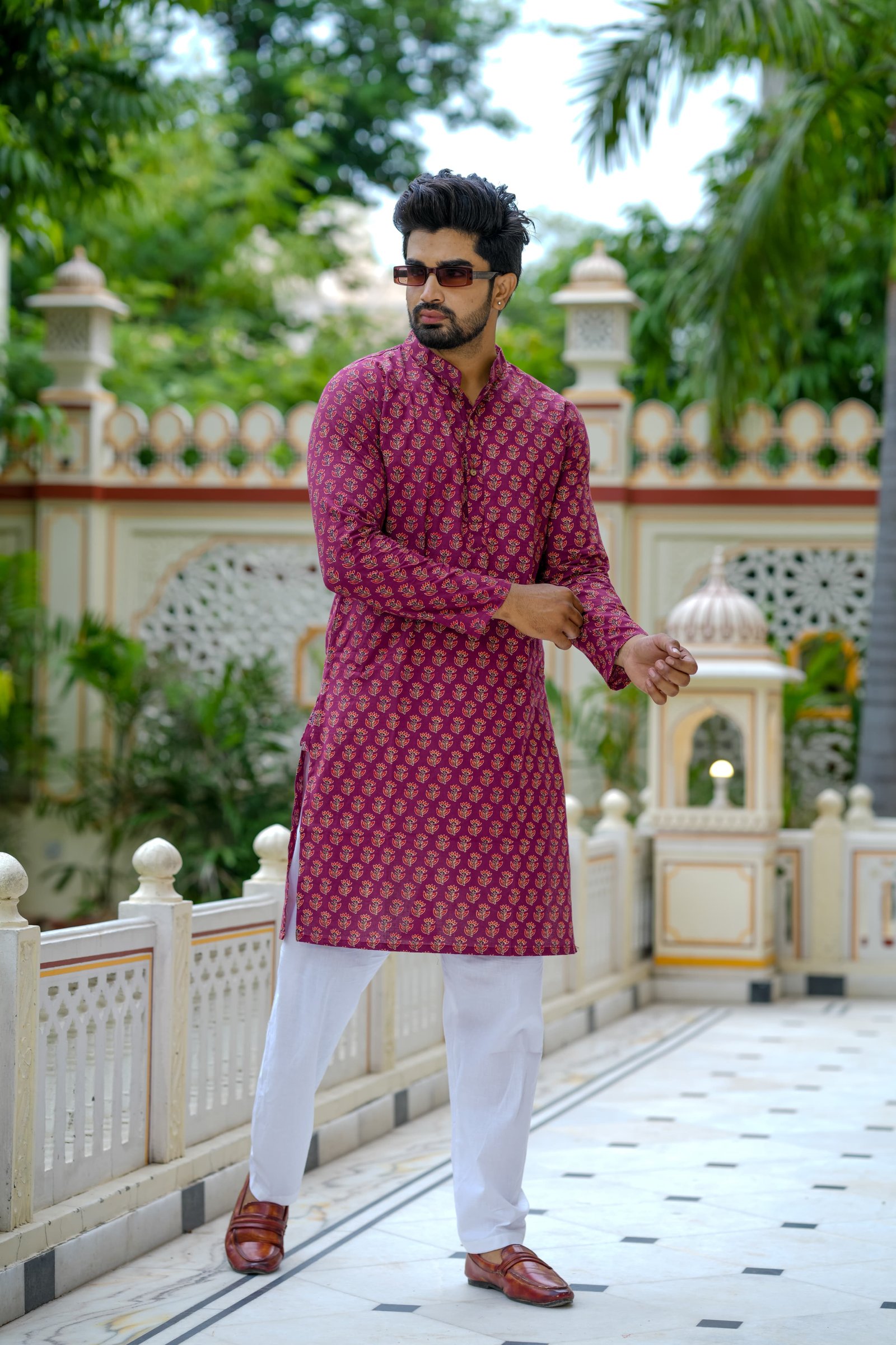Cotton Printed Men Long Kurta