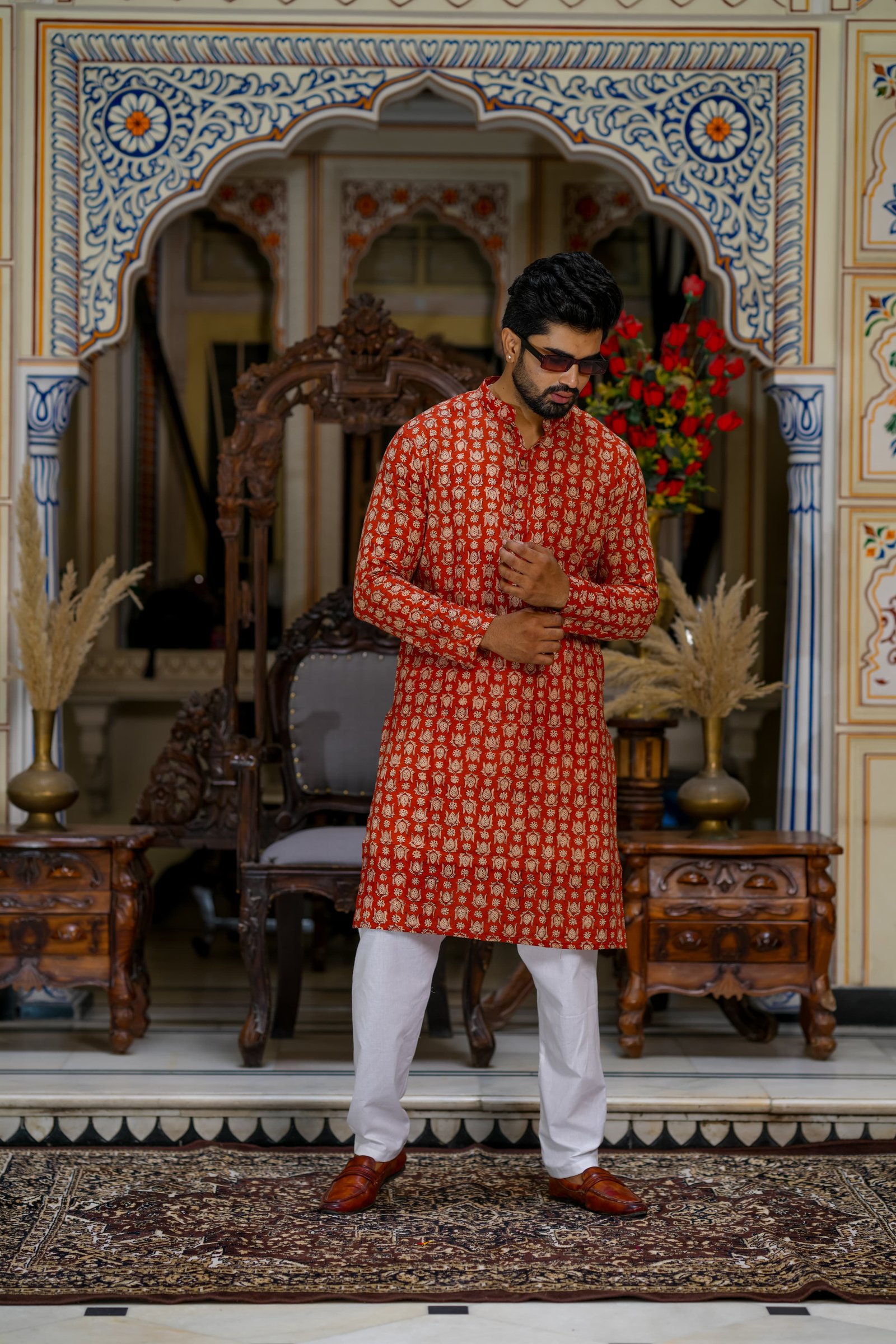 Cotton Printed Men Long Kurta