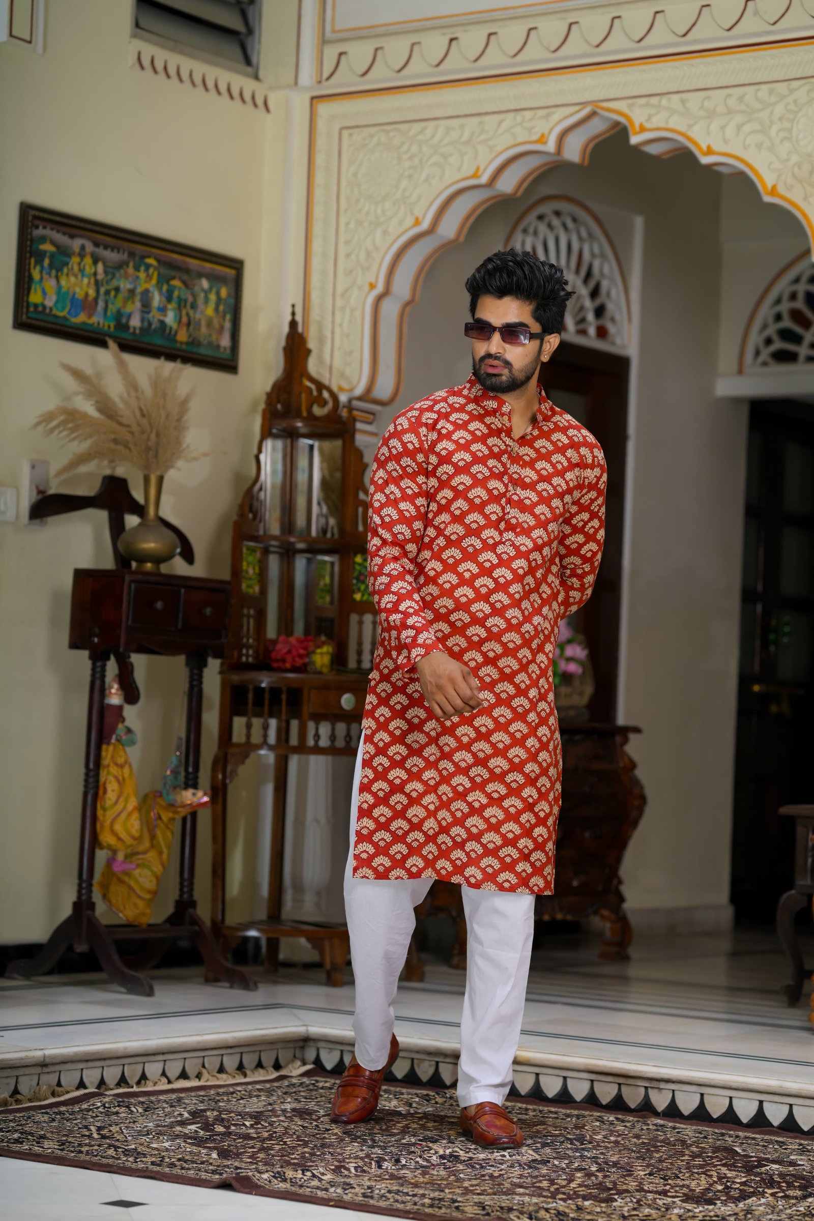 Cotton Printed Men Long Kurta