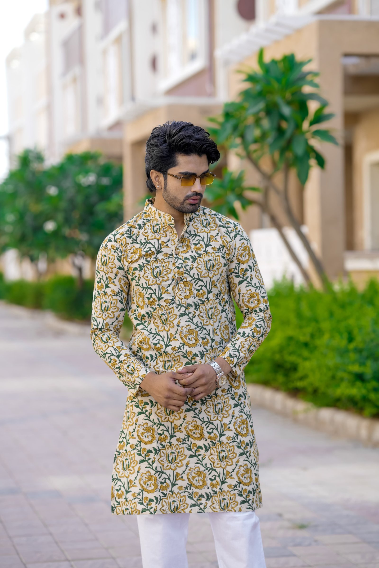 Cotton Printed Men Long Kurta