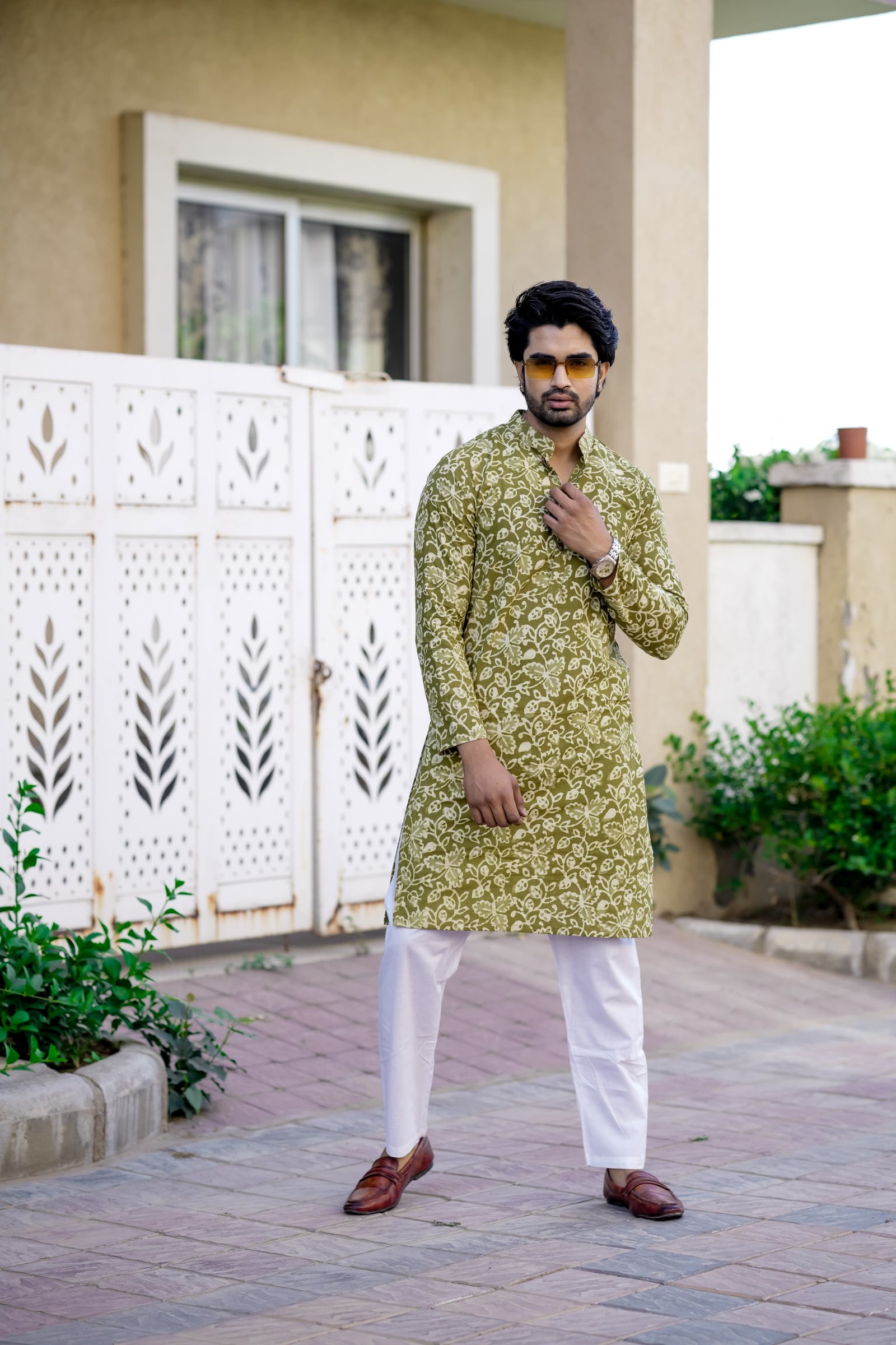Cotton Printed Men Long Kurta