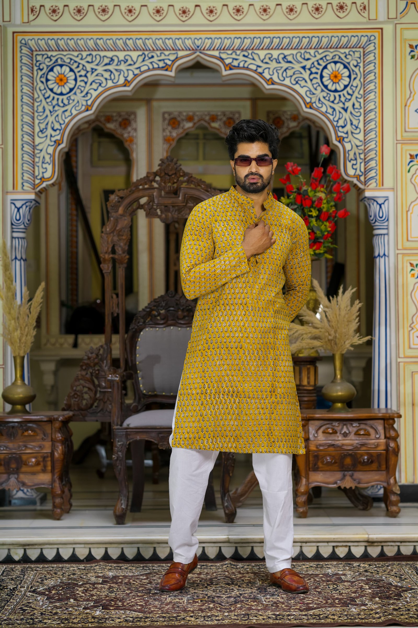 Cotton Printed Men Long Kurta