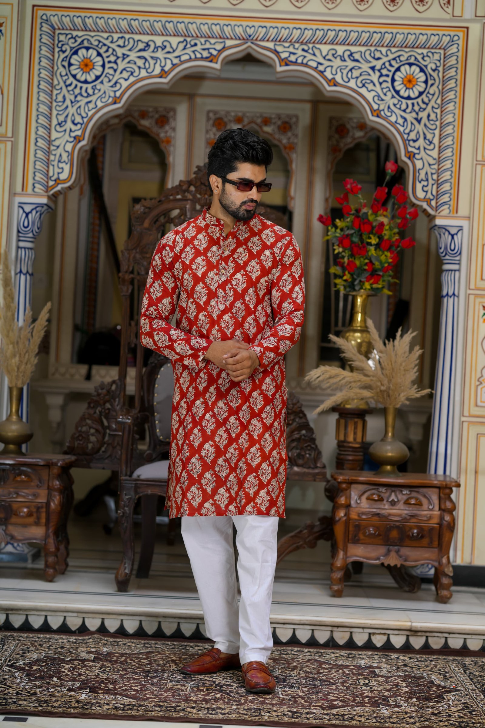 Cotton Printed Men Long Kurta