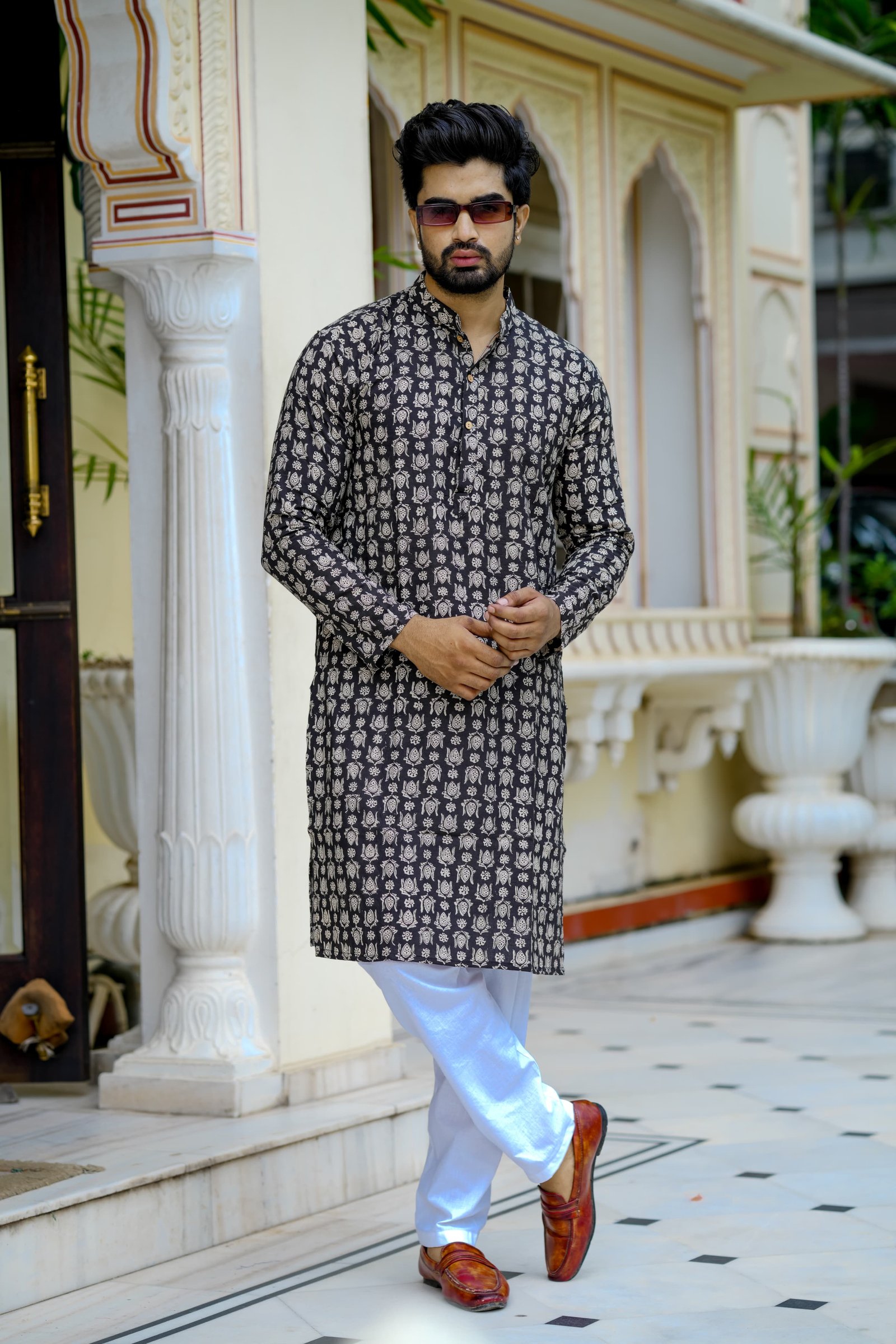 Cotton Printed Men Long Kurta