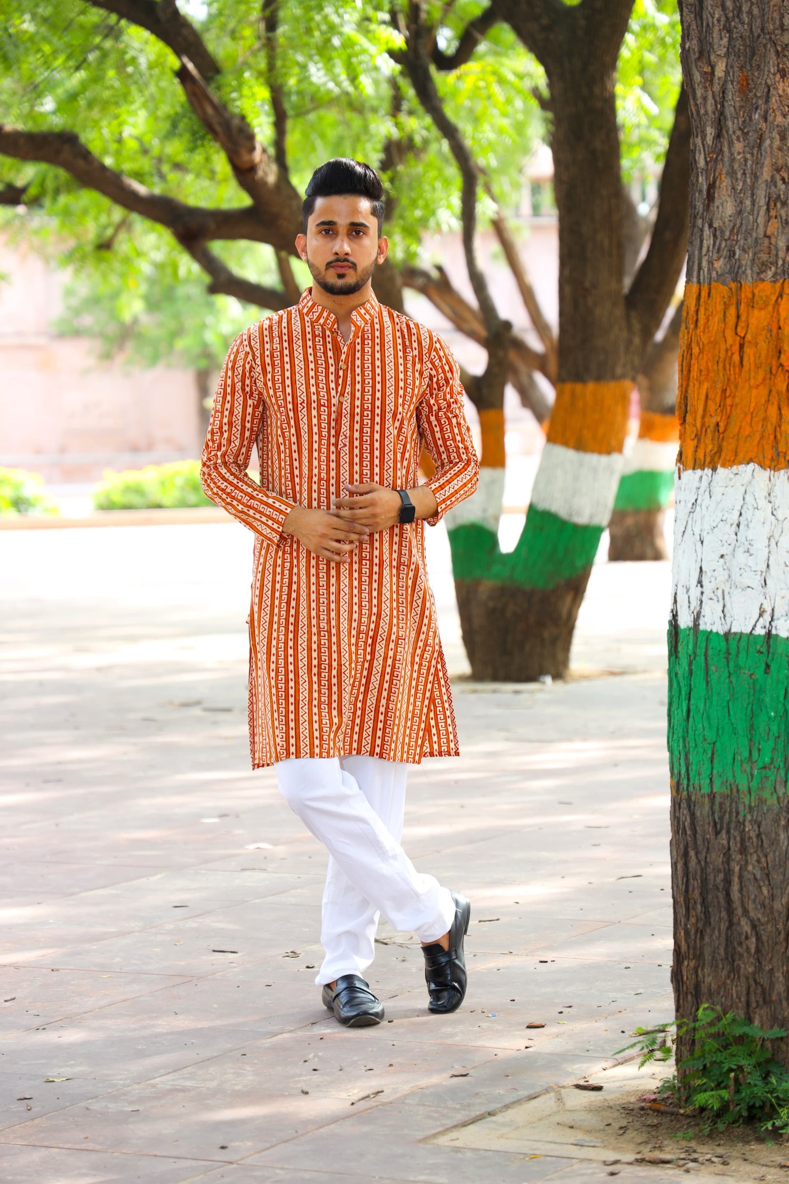 Cotton Printed Men Long Kurta