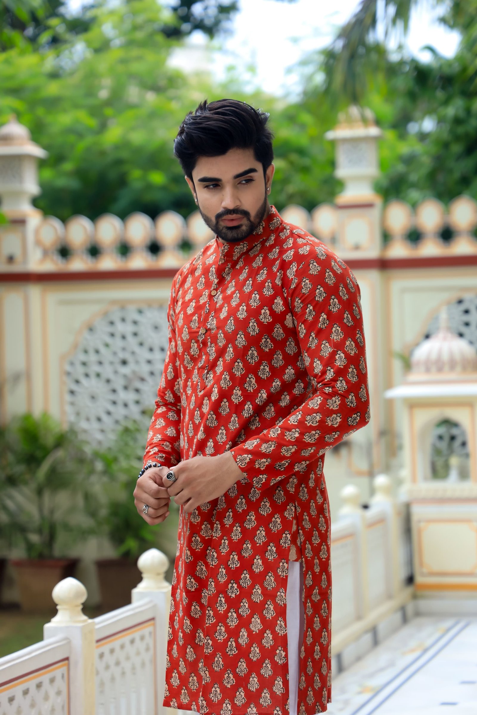 Cotton Printed Men Long Kurta
