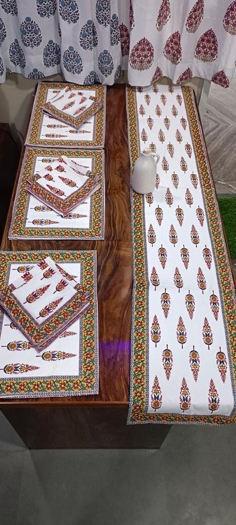 Cotton Printed Table Runner Mat & Napkin Set