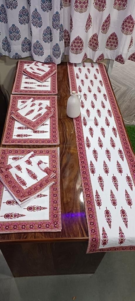 Cotton Printed Table Runner Mat & Napkin Set