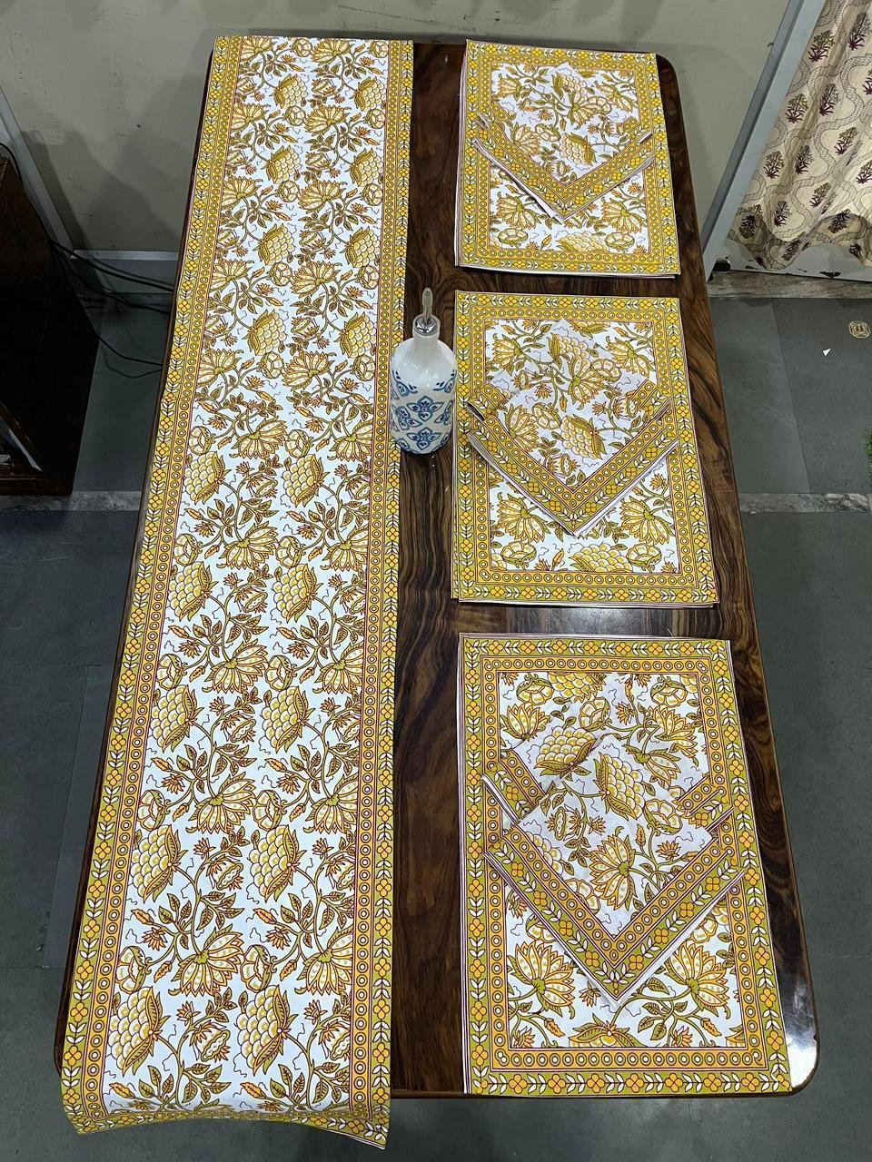 Cotton Printed Table Runner Mat & Napkin Set