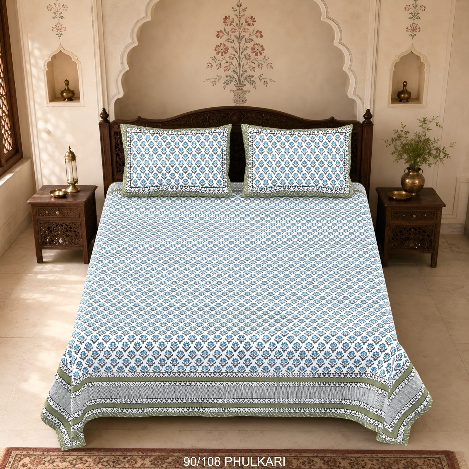 Cotton Viscose Printed Double Bedsheet
