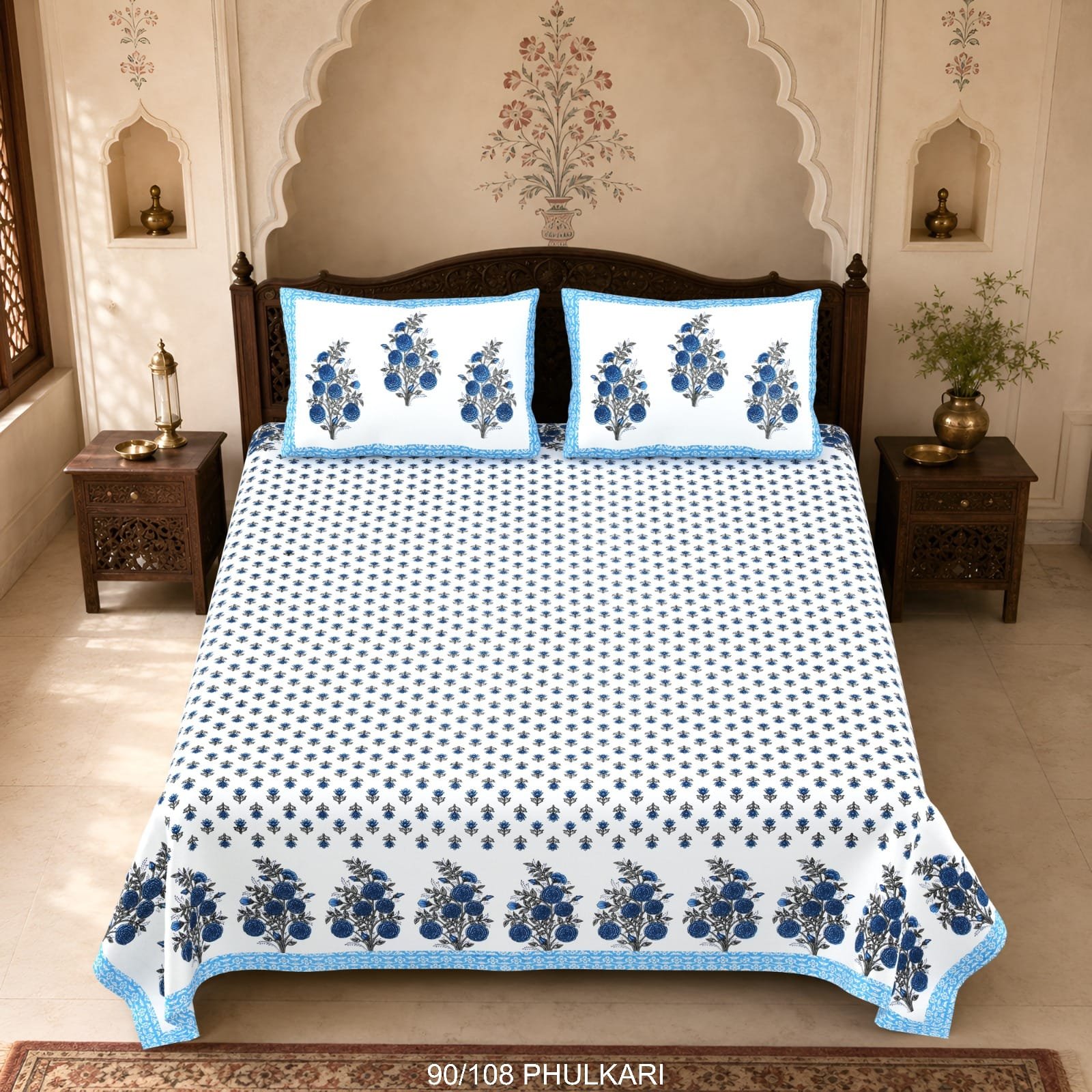 Cotton Viscose Printed Double Bedsheet