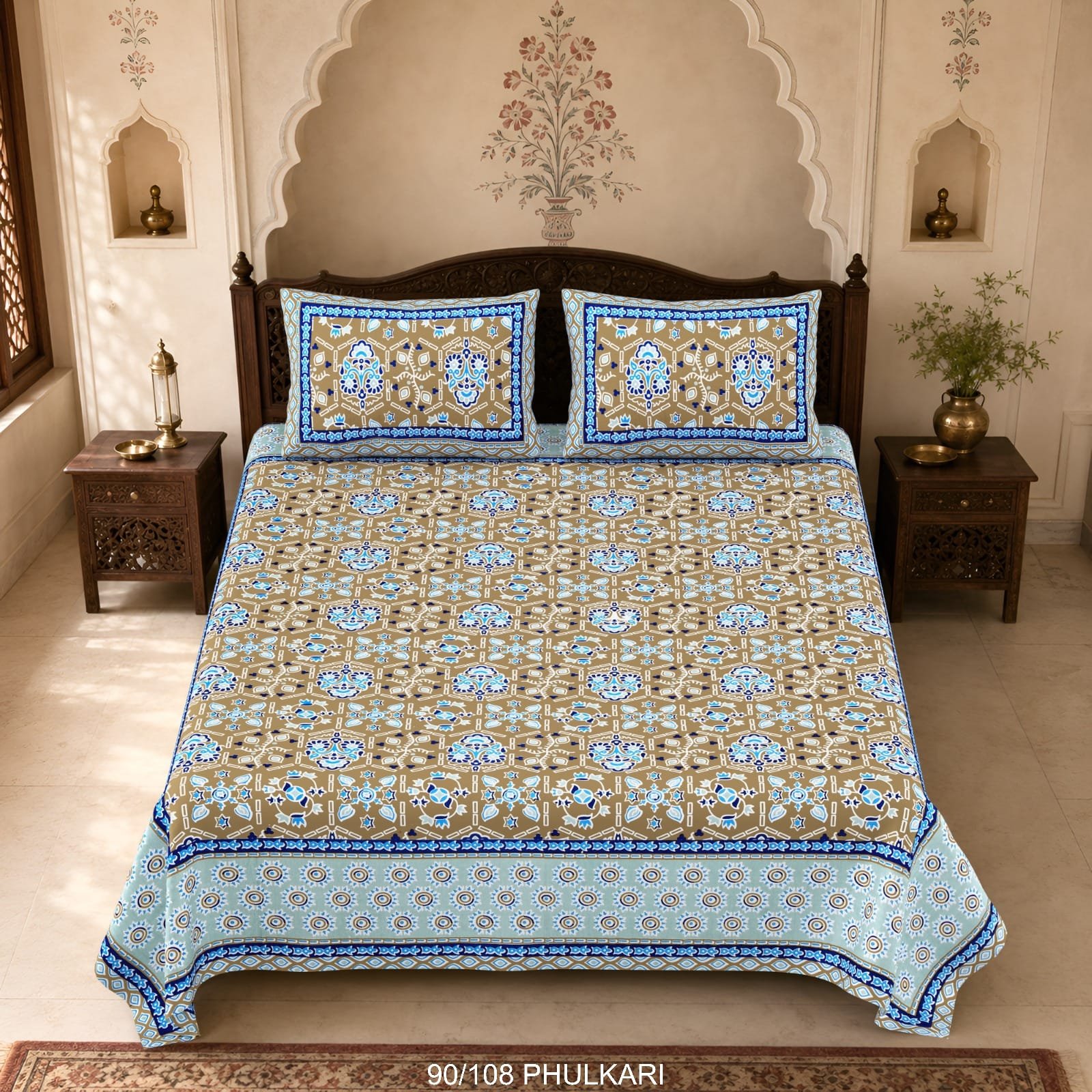 Cotton Viscose Printed Double Bedsheet