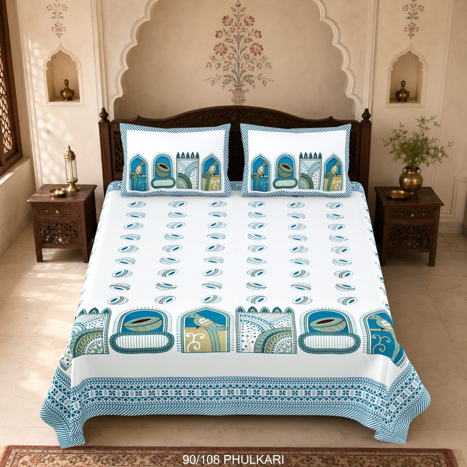Cotton Viscose Printed Double Bedsheet