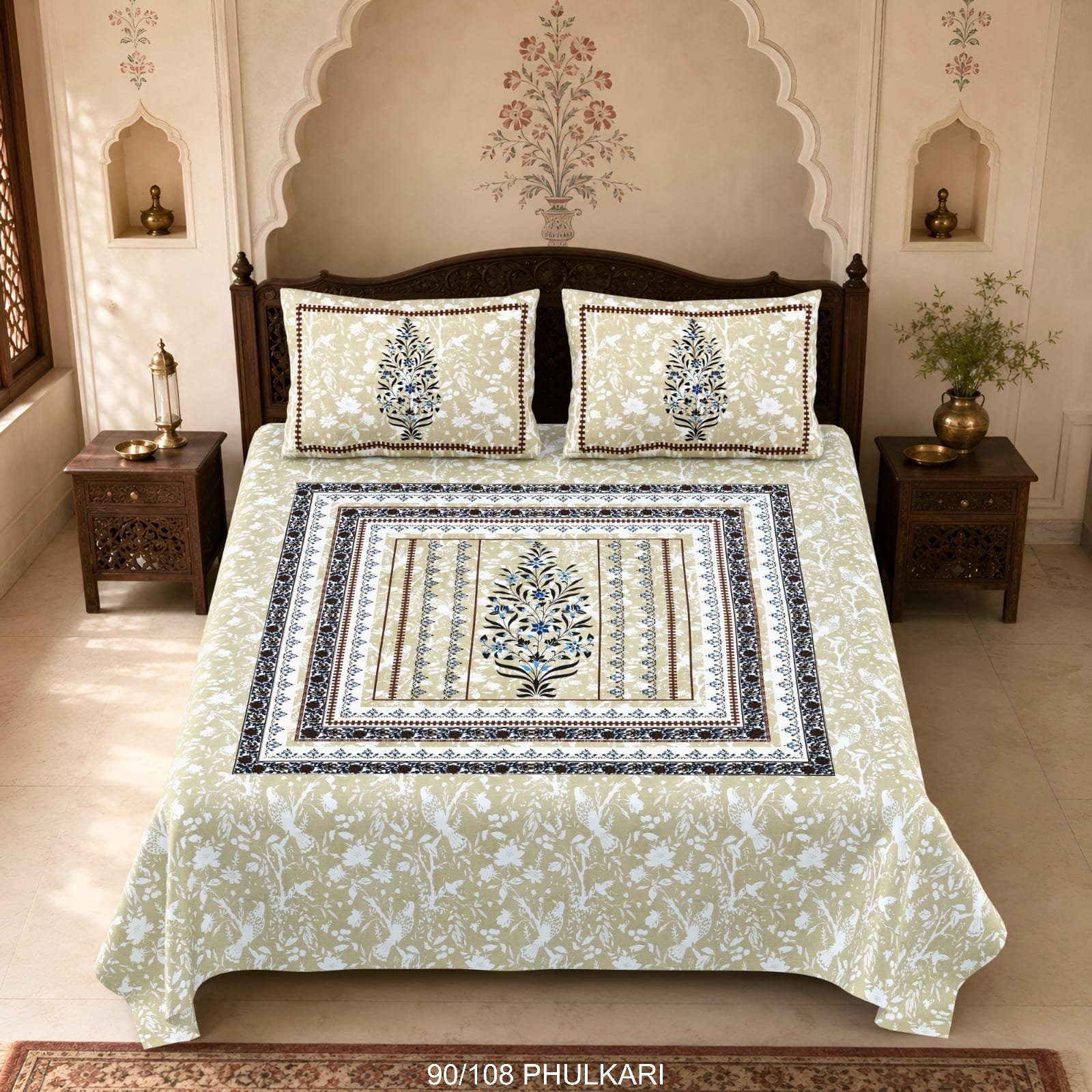 Cotton Viscose Printed Double Bedsheet