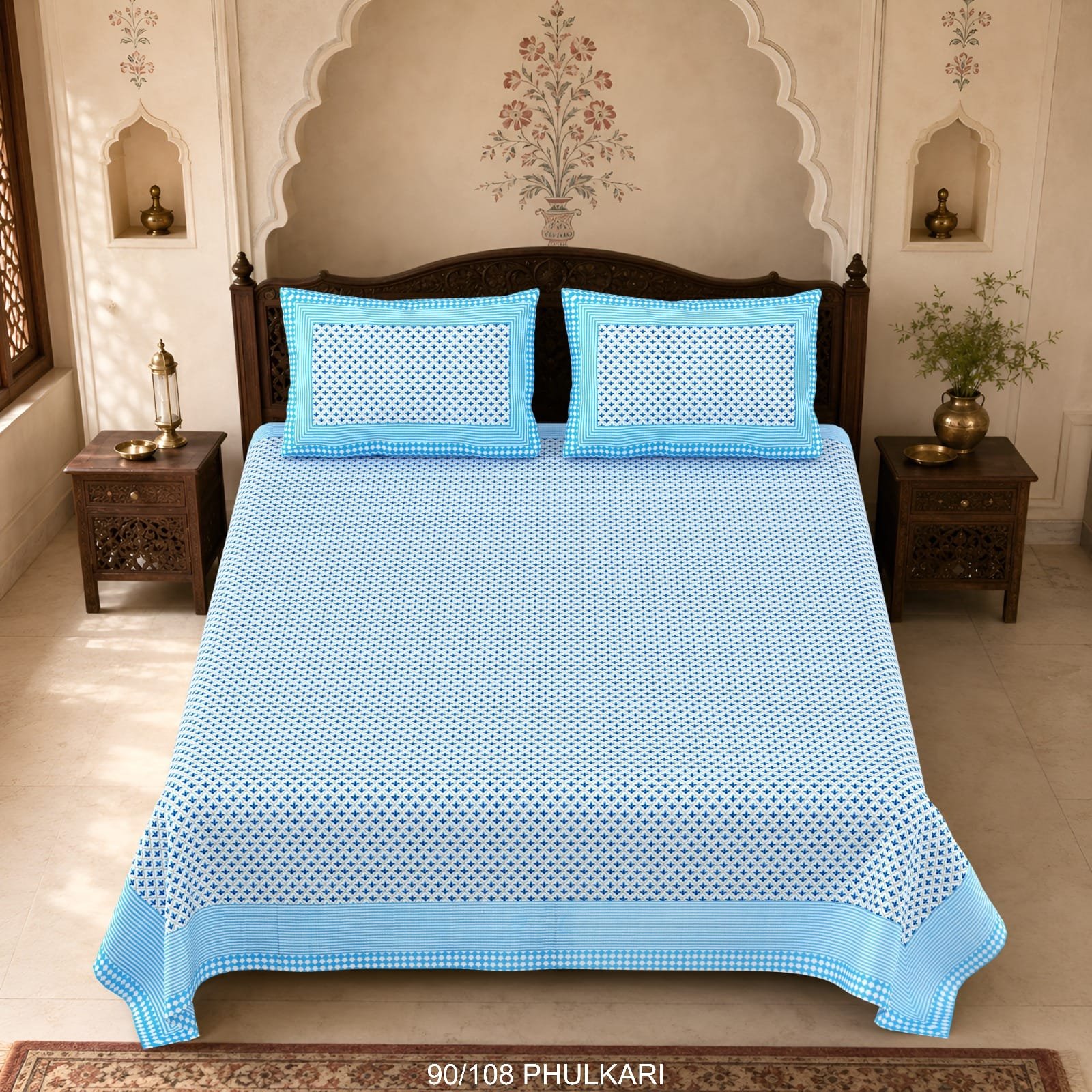 Cotton Viscose Printed Double Bedsheet